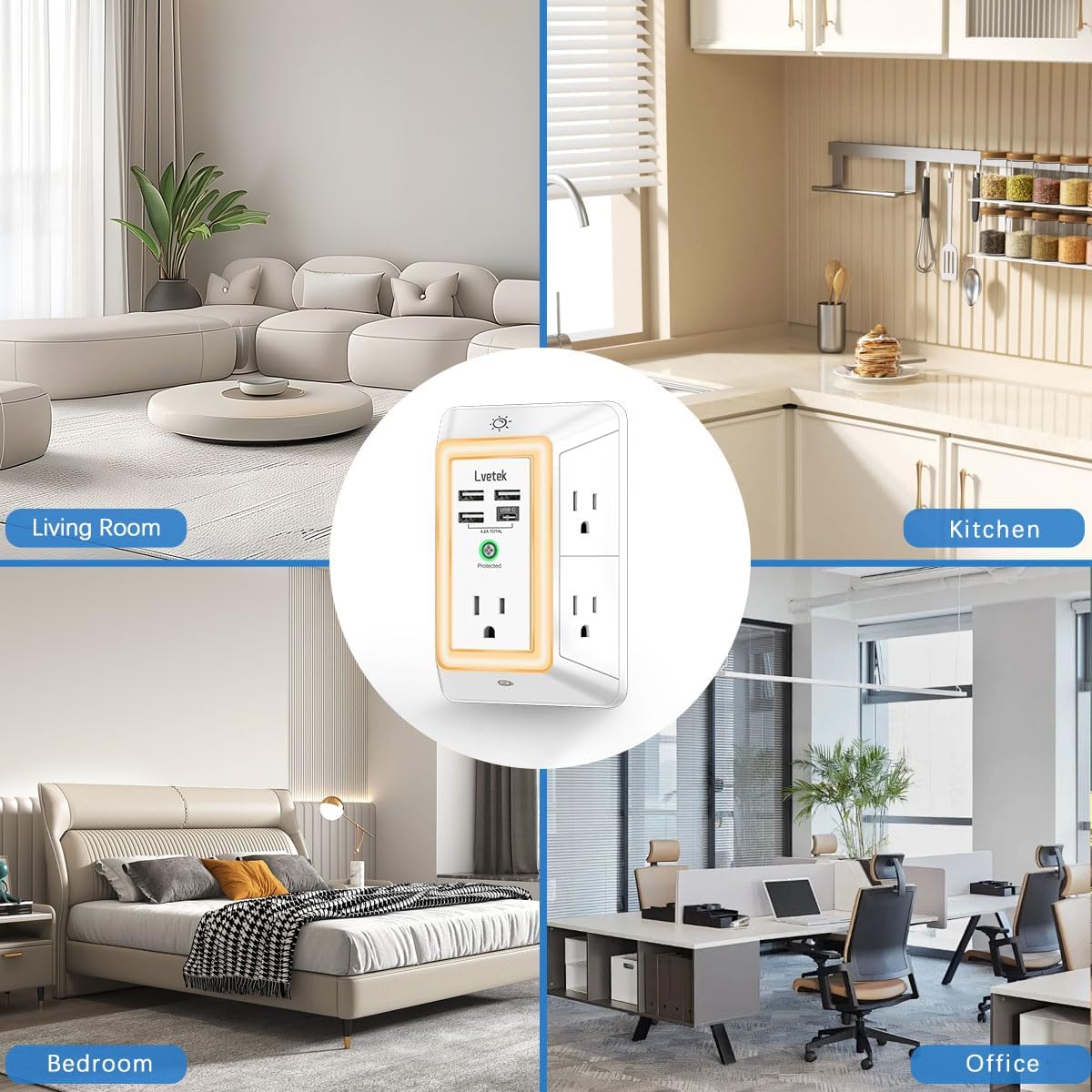 Detalle de Lvetek Power Strip with 5 Outlets