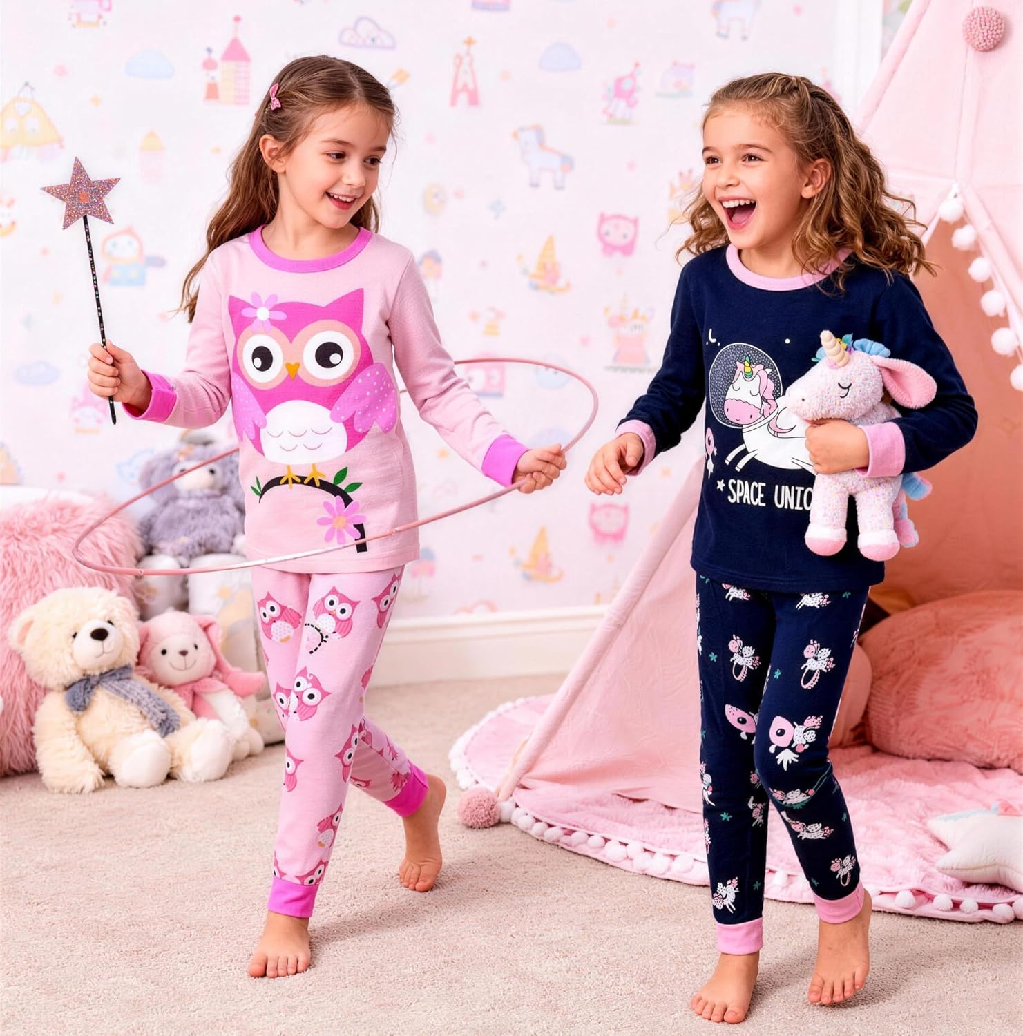 Detalle 2 de SOIBEEN Mädchen Pyjamas Set 100% Baumwolle 2-12 Jahre