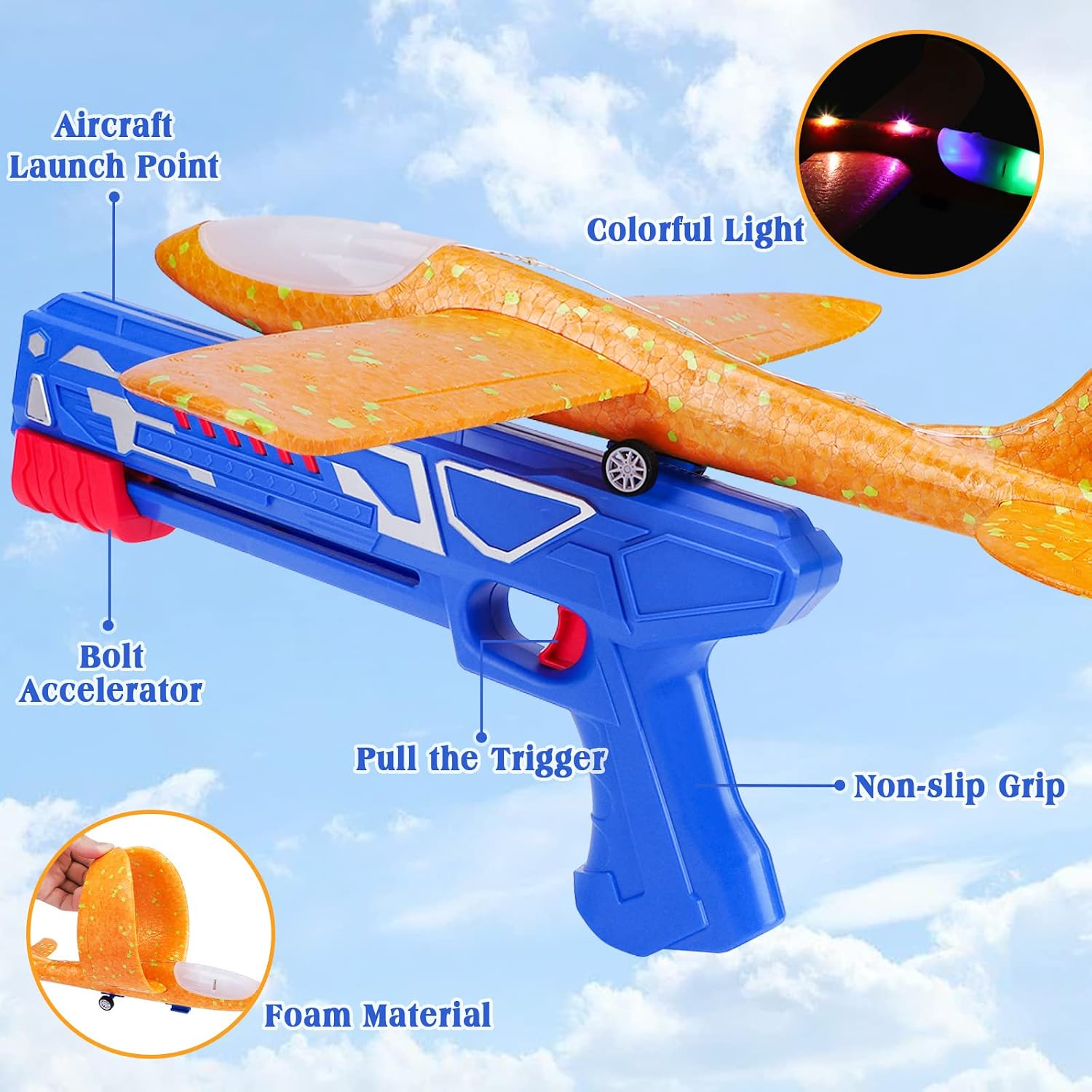 Detalle de Flugzeug Wurfgleiter 2 Stück mit Startpistole 🛩