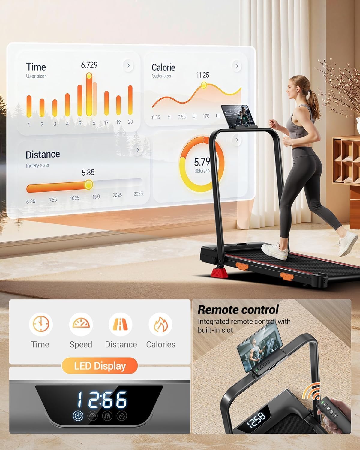 Detalle de LONTEK Folable Walking Pad with 15% Incline and 3.0HP Motor – Under Desk Treadmill for Home