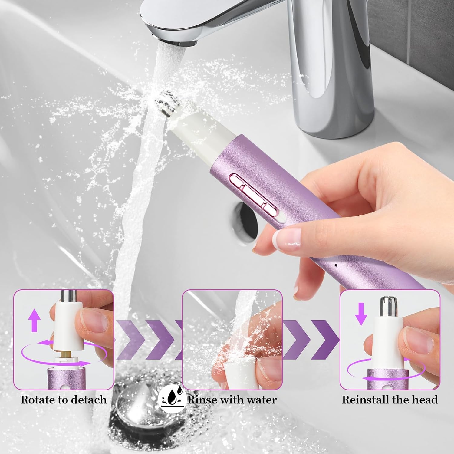 Detalle de Mendaping 2026 Rechargeable Nose & Ear Hair Trimmer (Dual-Edge Blade, USB)