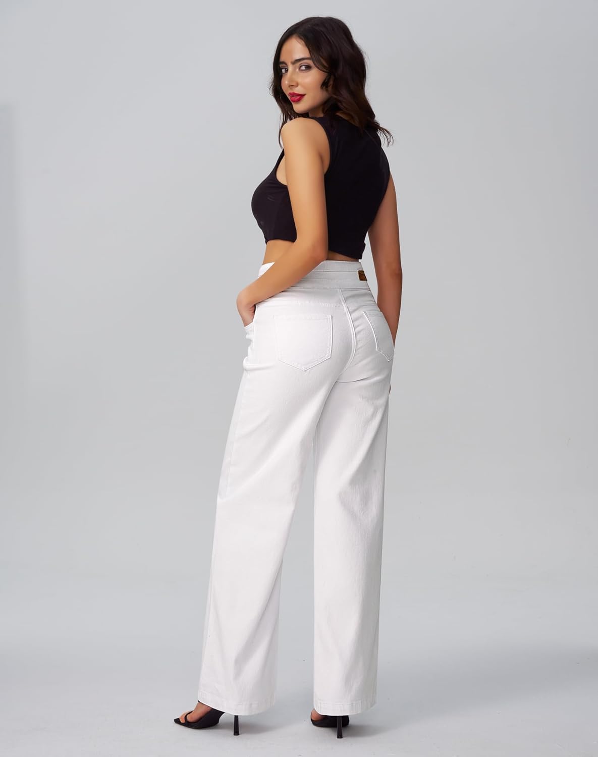 Thumbnail 3 de Roswear Women's Wide Leg Jeans: High-Waisted, Stretchy Comfort with Vintage Flair