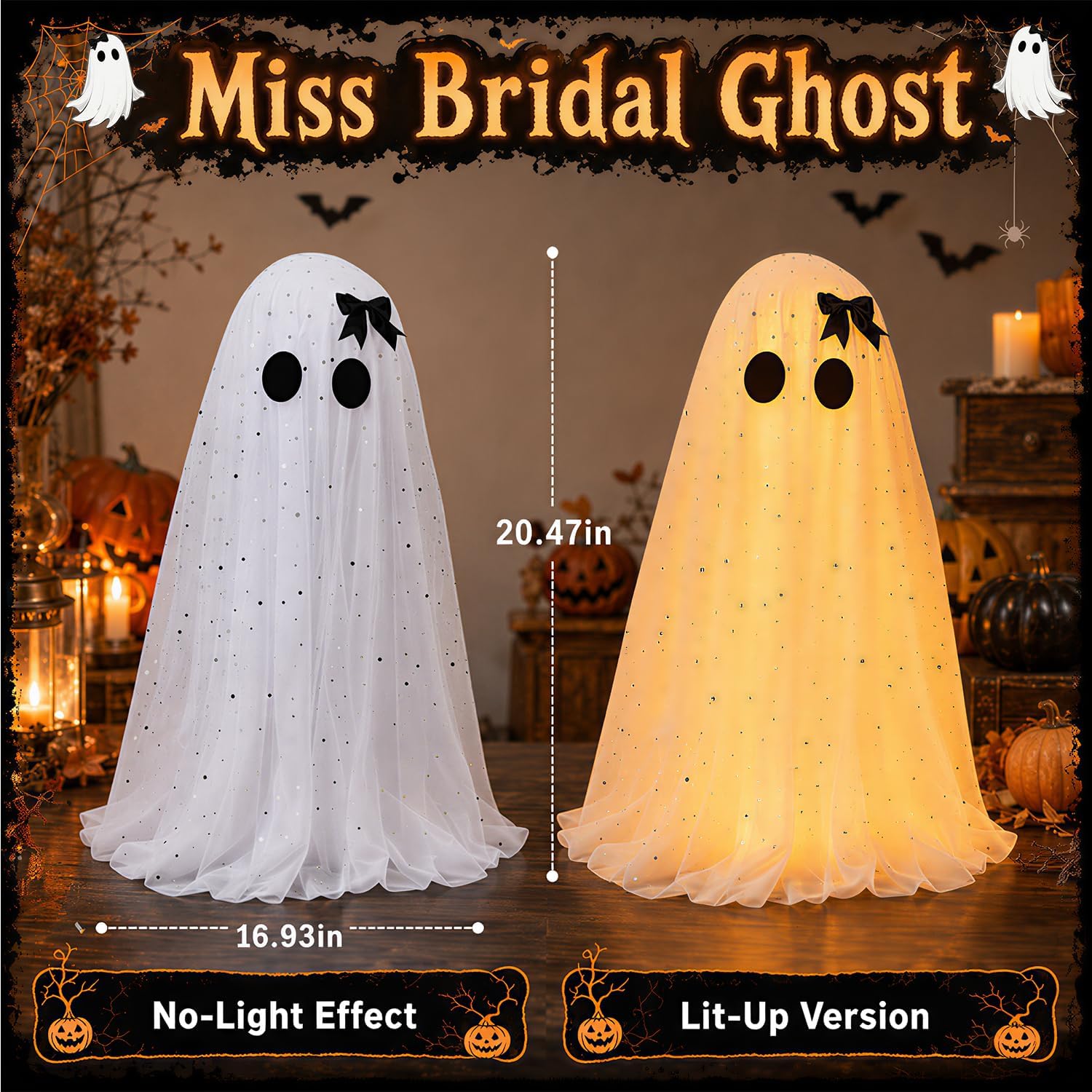 Detalle de Light-Up Ghost Halloween Decorations, 2-Pack