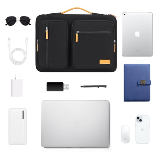 Detalle 2 de DOMISO 15.6 inch Laptop Sleeve Case with Handle – Waterproof, Shockproof Protective Notebook Bag (Black)