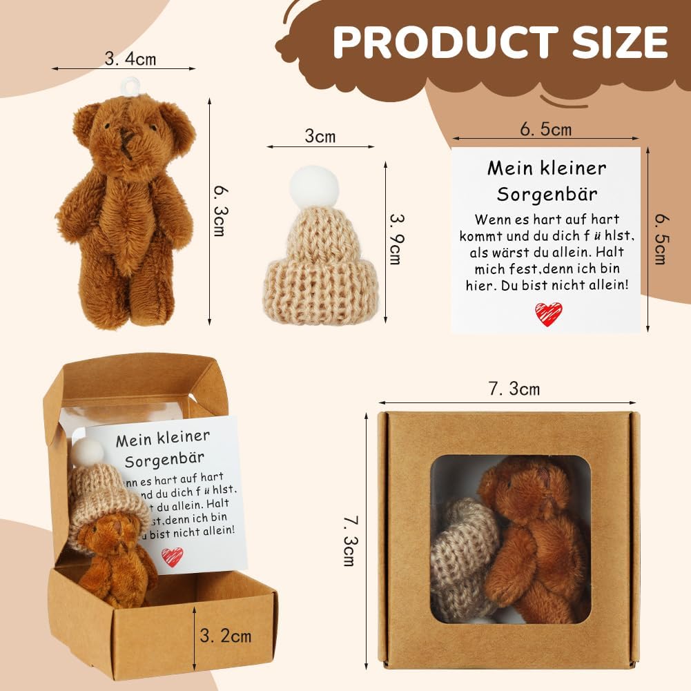 Detalle 2 de Vicloon Mini Teddy Bear in Coffee Plush with Gift Box and Message Card