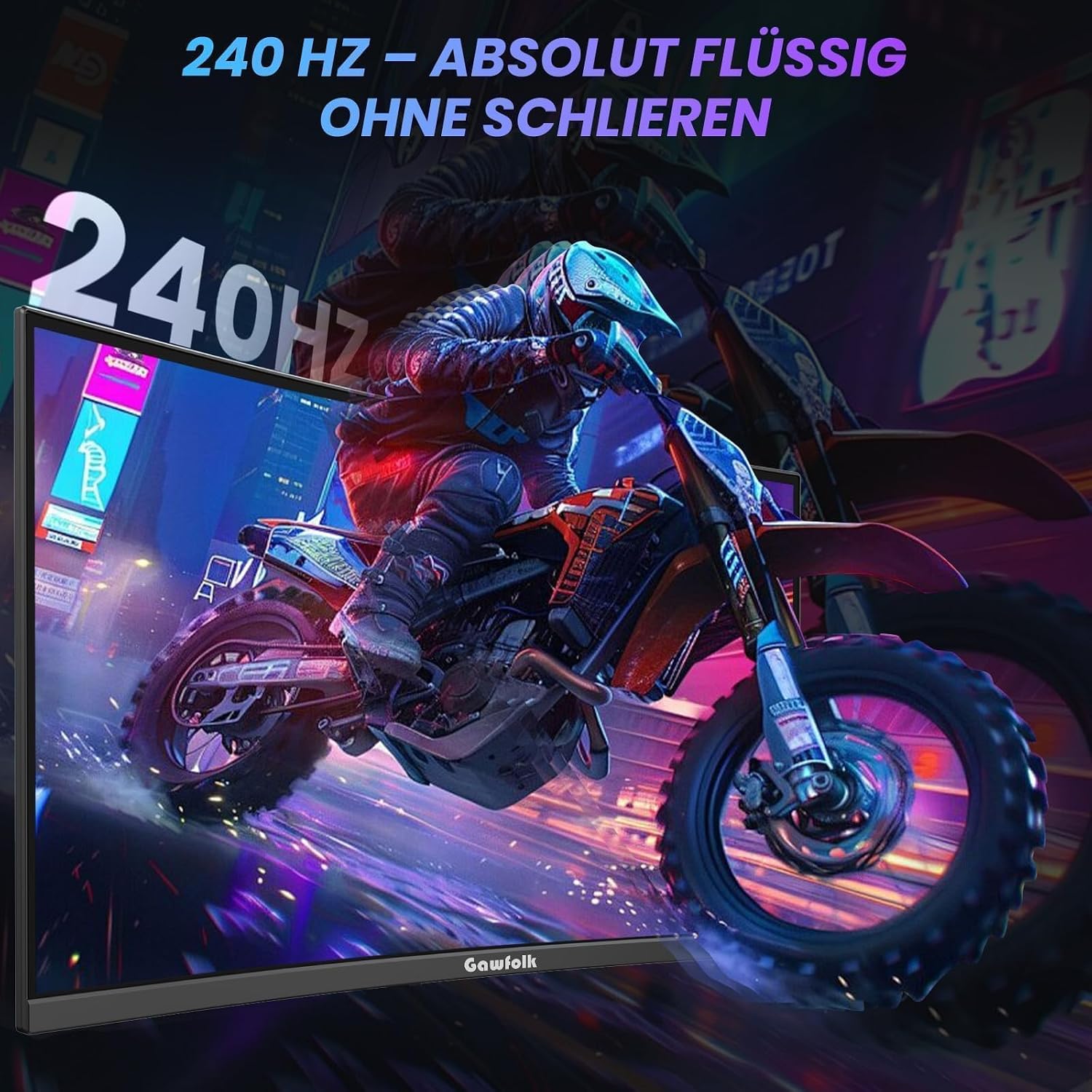 Detalle 2 de Gawfolk Gaming Curved Monitor 34 Zoll – UWQHD, 240 Hz, 1500R