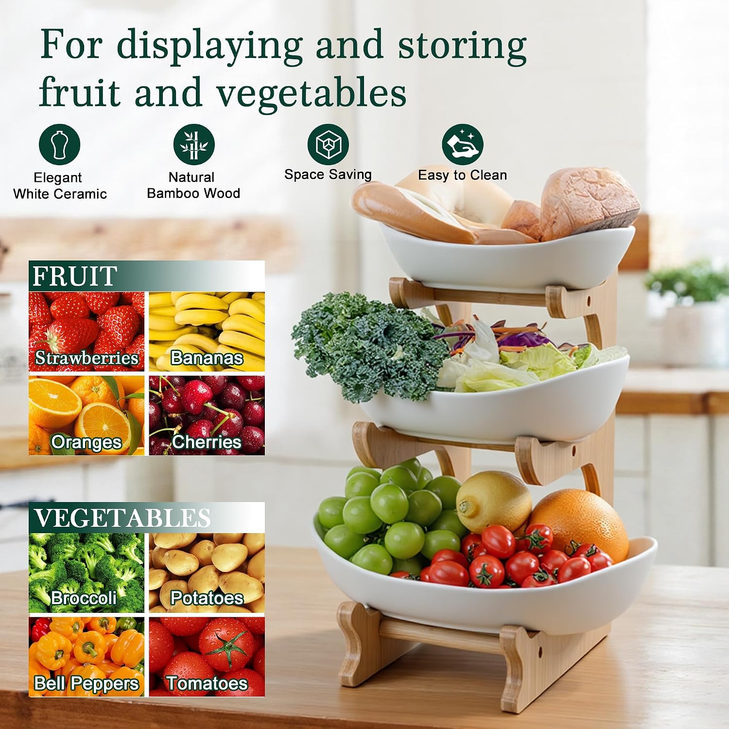 Detalle de SEVEN SPARTA 3-Tier Ceramic Serving Bowls