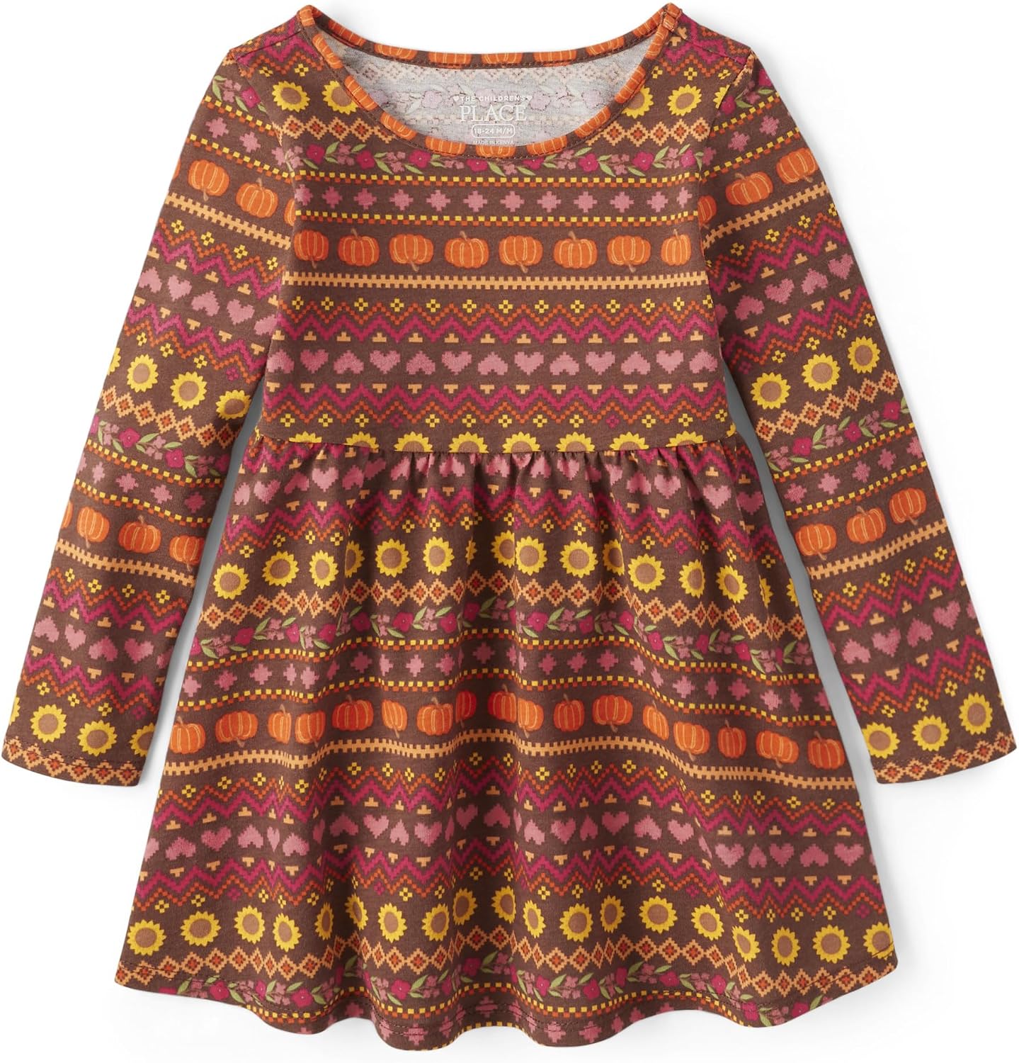 Detalle de The Children's Place 3040562 Girls' Long-Sleeve Skater Dress, Harvest Fairisle