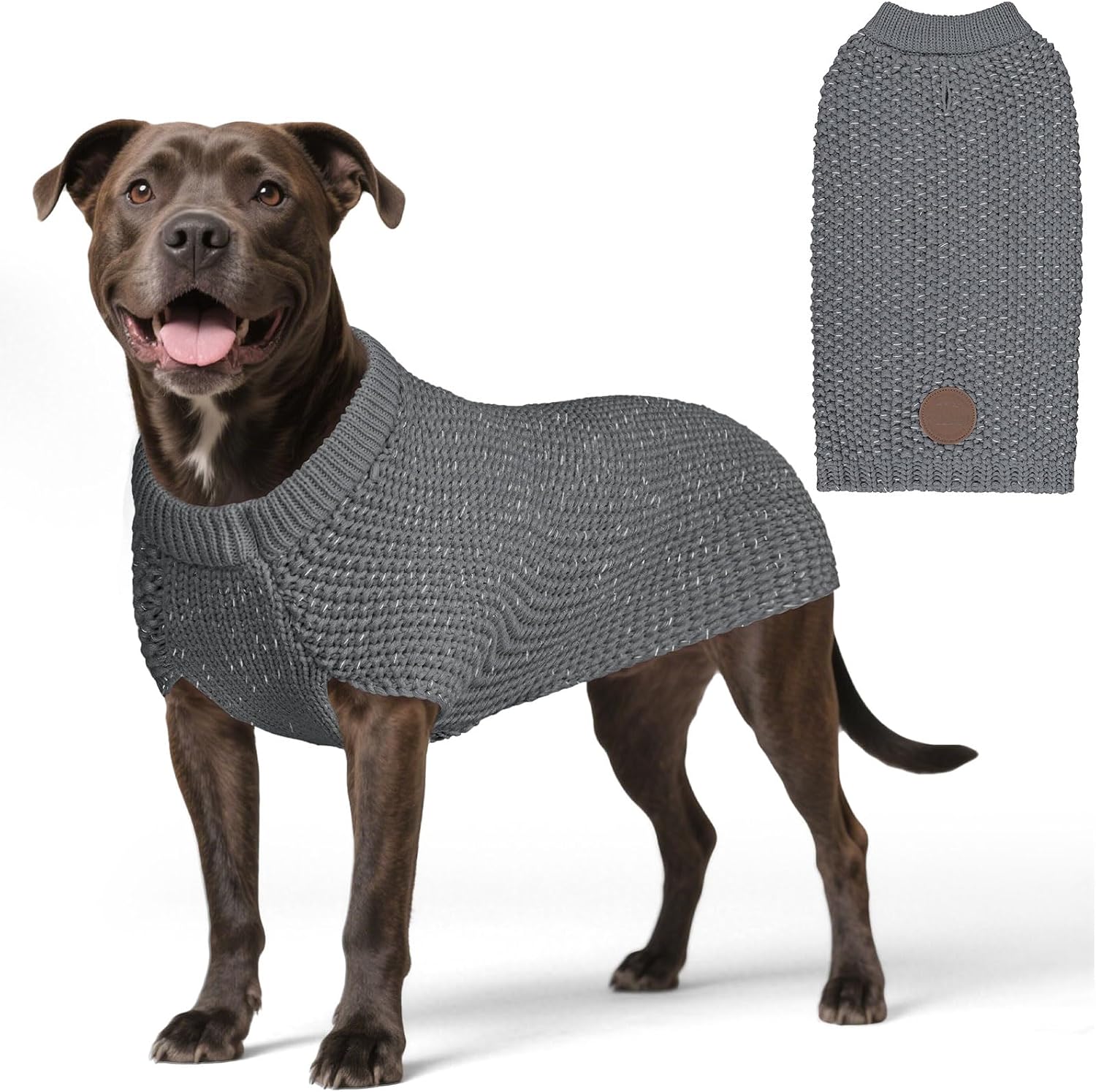 Detalle de KYEESE Dog Sweater in Reflective Acrylic Knit