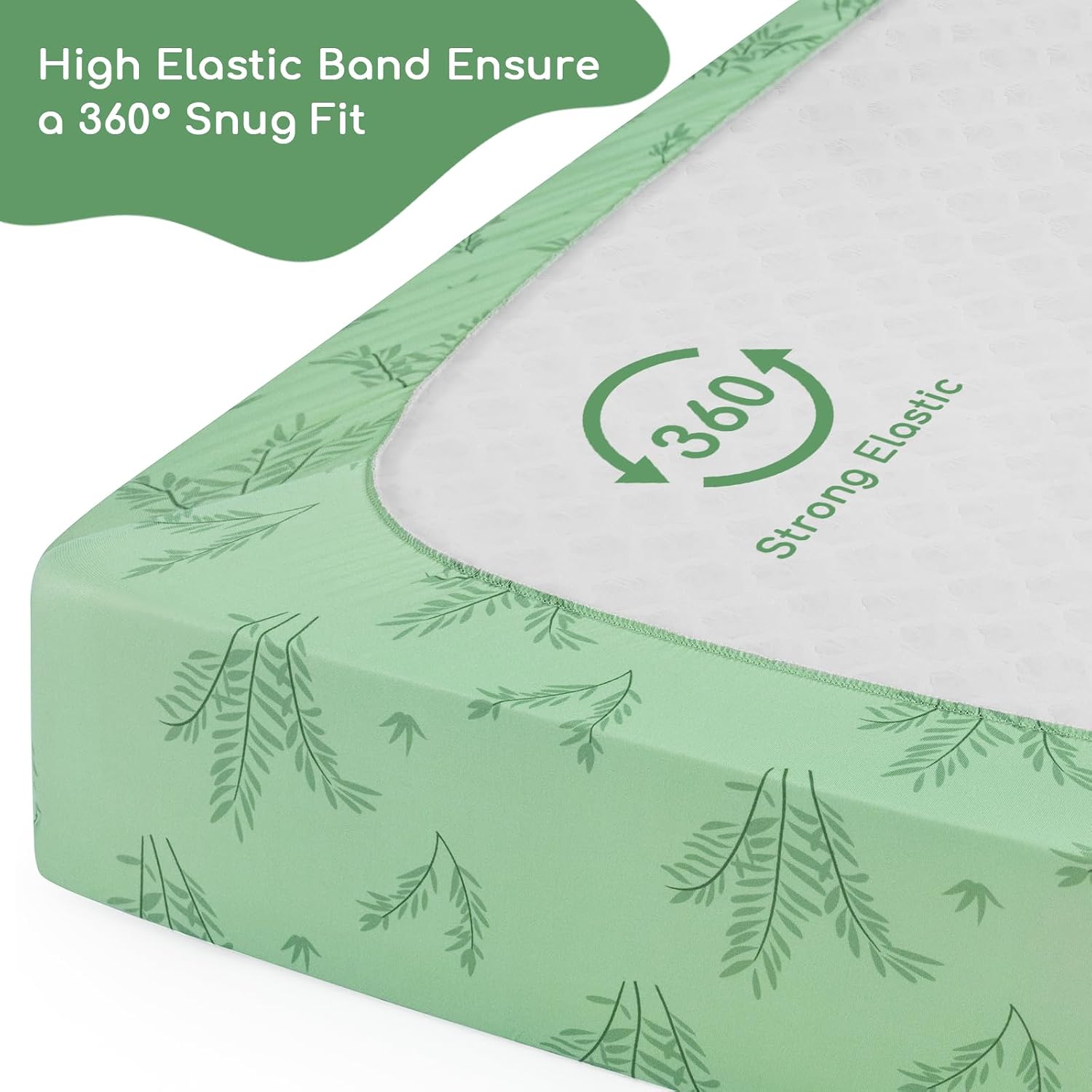 Detalle de Lot de 2 Draps Housse Bébé 70x140 cm en Microfibre Douce – Ajustable et Lavable (Vert Éléphant)