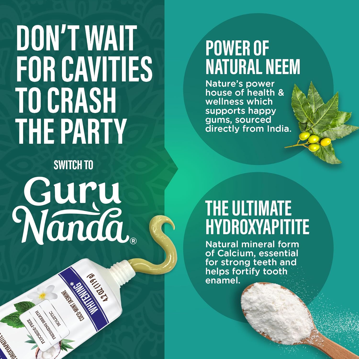 Detalle de GuruNanda Hydroxyapatite Toothpaste 4.2 oz 🦷