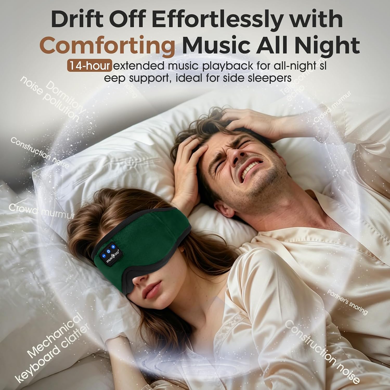 Detalle 2 de MUSICOZY Sleep mask Headphones 14H playtime
