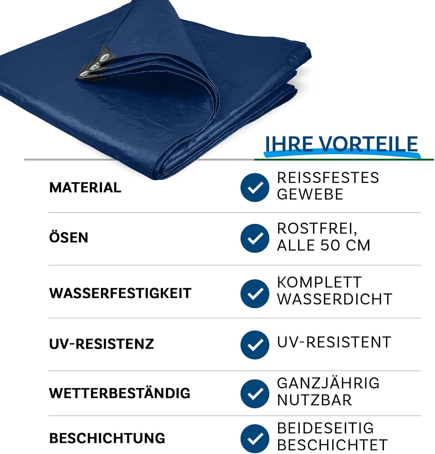 Thumbnail 5 de etm Abdeckplane 140 g/m² wasserdicht 10×12 m – UV-stabil, wasserfest und mit Metallösen