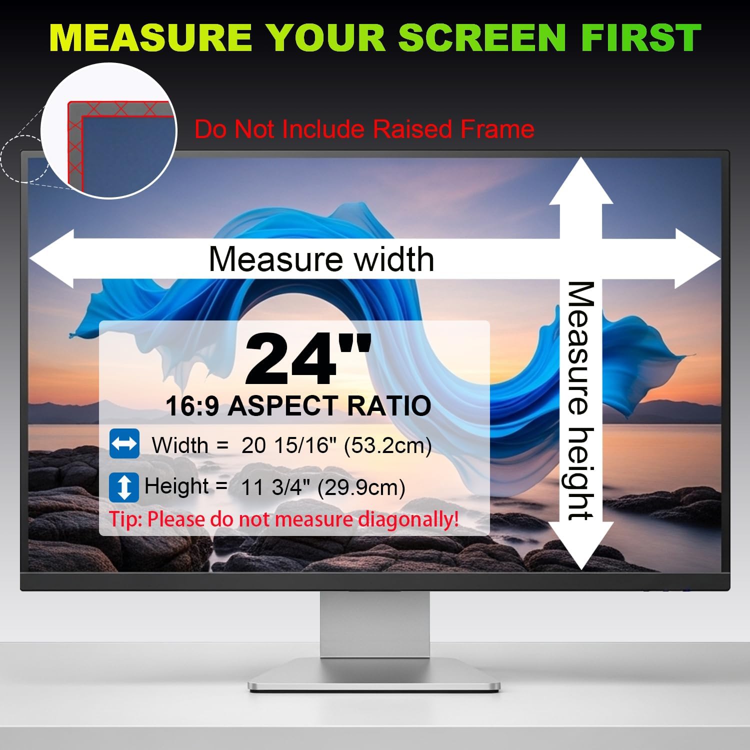 Detalle de ruord 2 Pack Privacy Screen for 24 Inch 16:9 Monitor (Blue Light Filter & Anti-Glare)