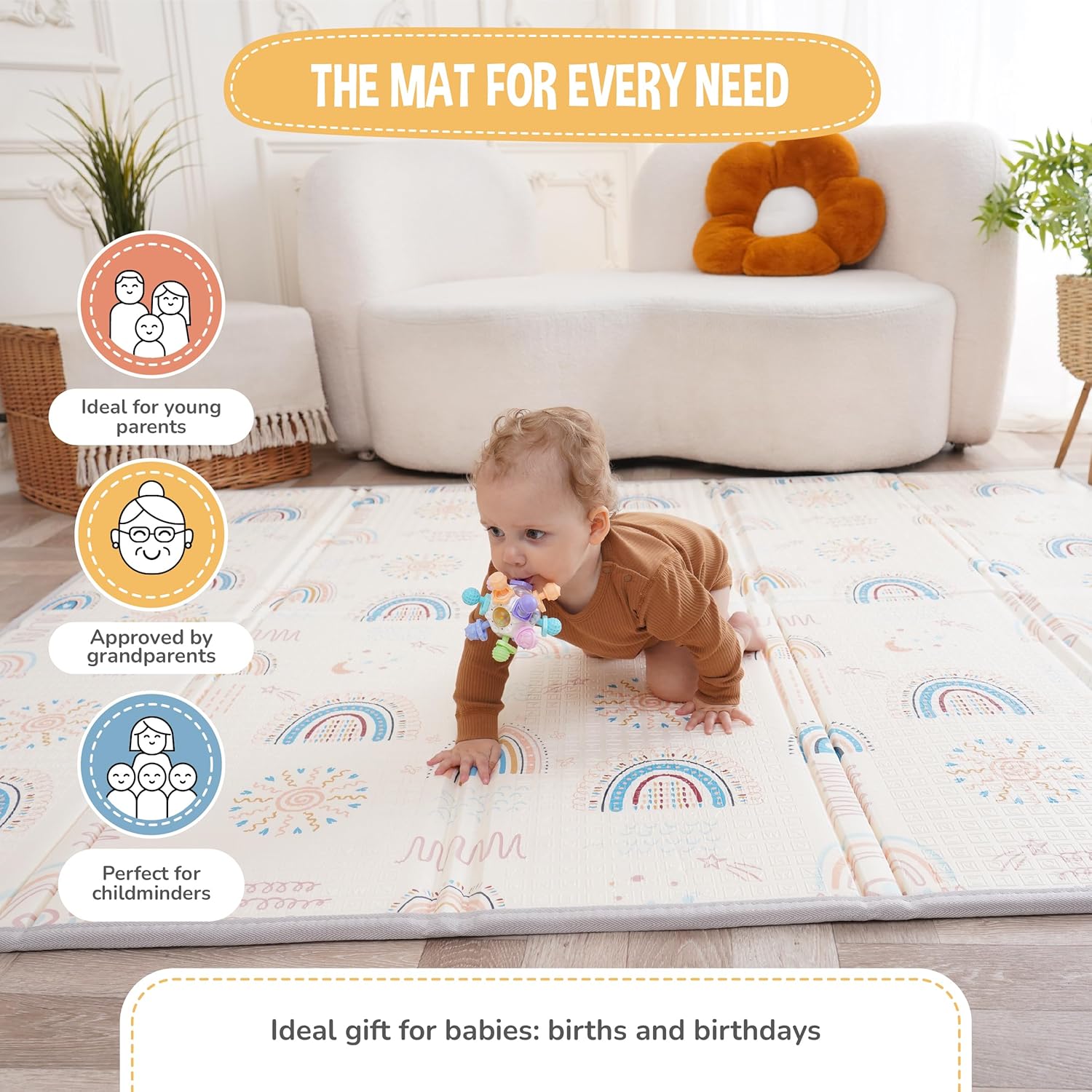 Thumbnail 3 de Tapis d'éveil bébé SUPERBE BEBE - Pliable épais réversible 150x180x1 cm