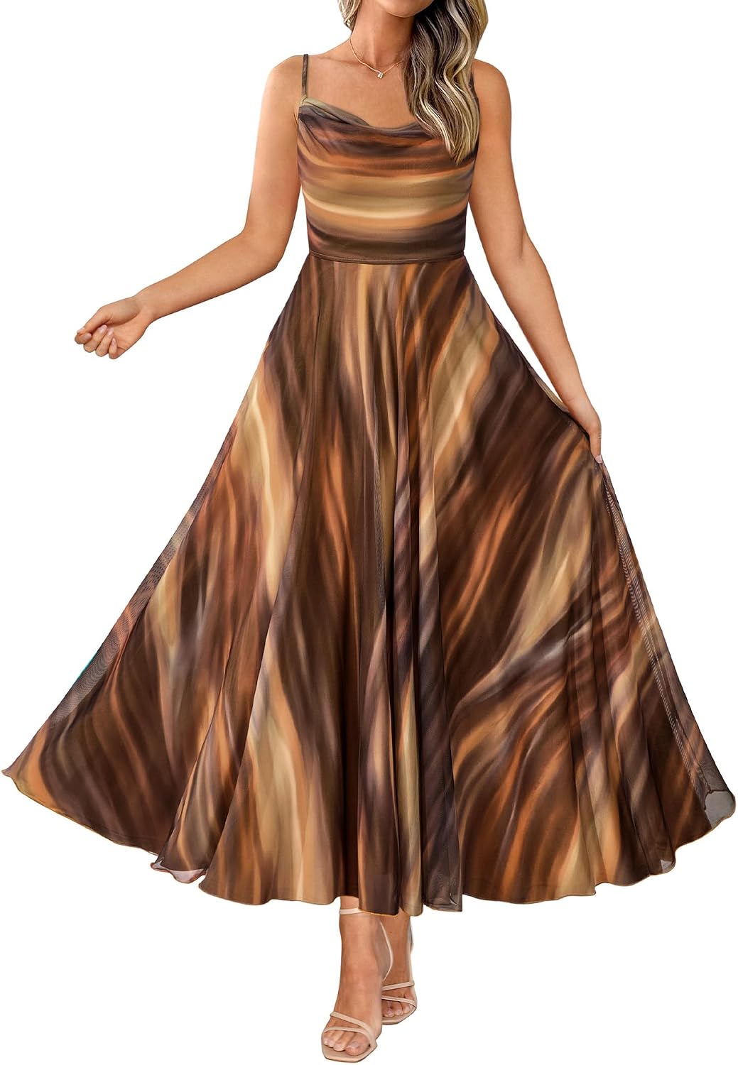 Detalle de BTFBM Women’s Summer Floral Maxi Dress with Spaghetti Straps