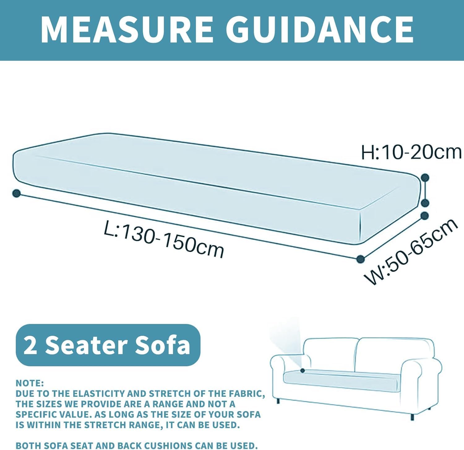 Thumbnail 2 de YSTELLAA Housse Coussin Canapé Extensible – protection et maintien anti-dérapant pour tout canapé (2 places) en blanc crème
