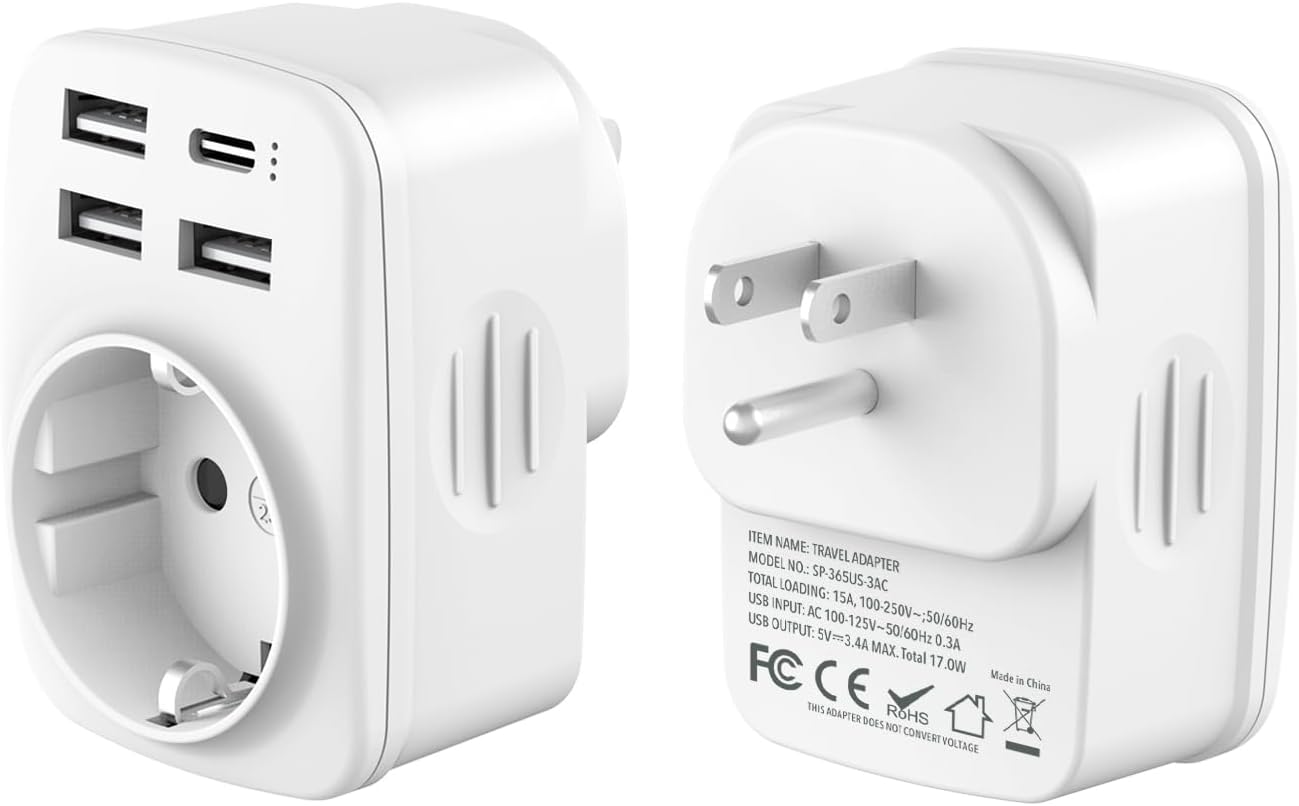 Detalle de Adaptador Enchufe USA 5 en 1 USB