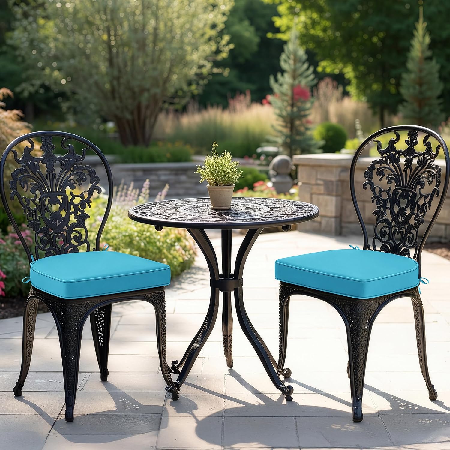 Detalle 2 de Summsun D-Shape Outdoor Chair Cushions, 17 x 16-Inch Teal Set of 2
