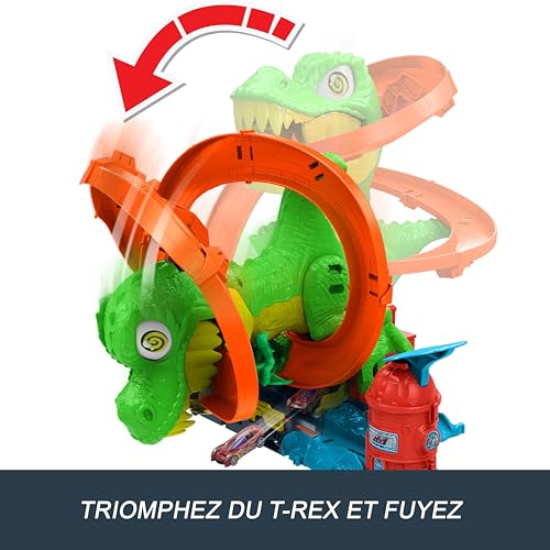 Detalle 2 de Hot Wheels City T-Rex Blaze Battle et Voiture Miniature 1:64