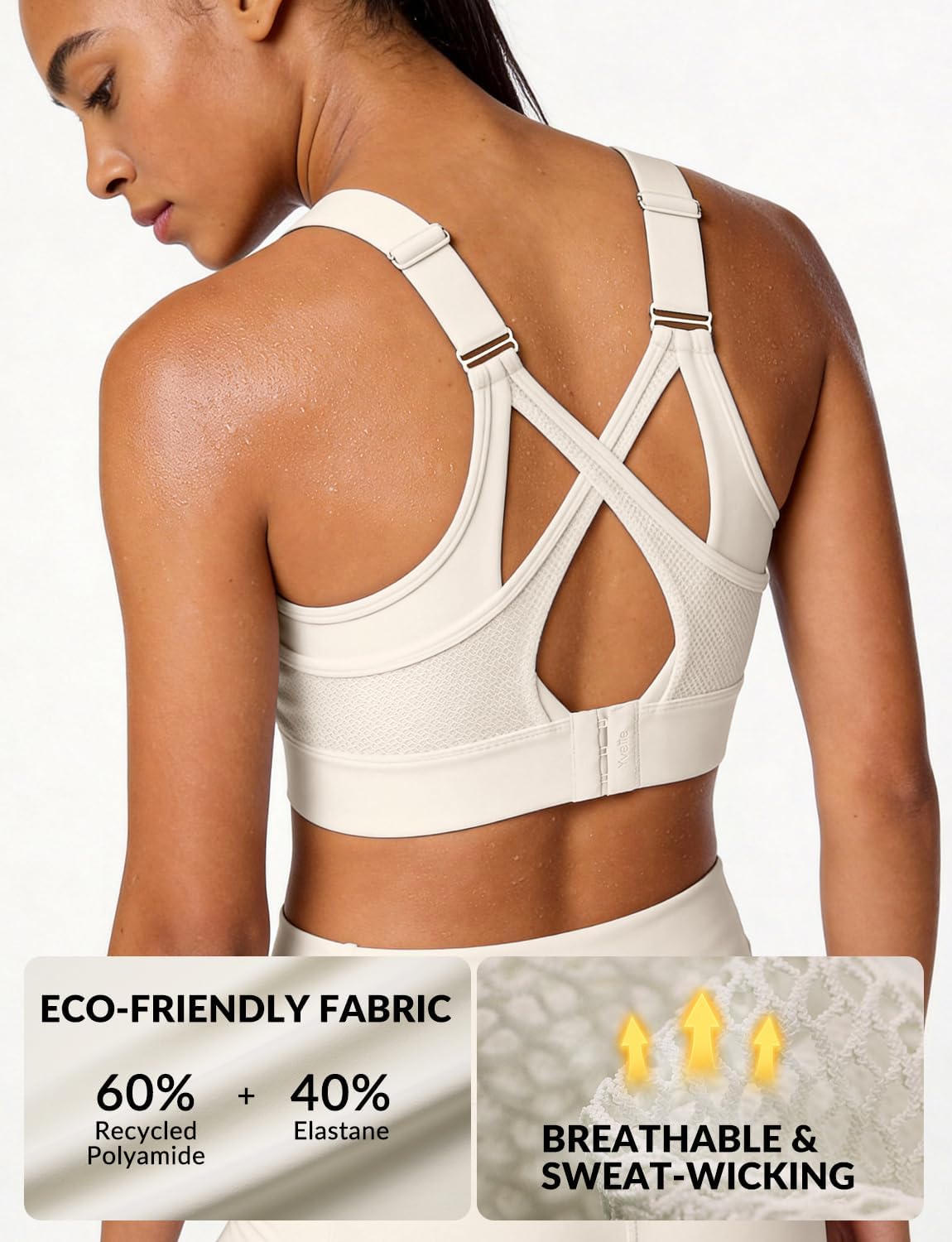 Thumbnail 3 de Yvette High-Impact Sports Bra for Women — Sleek V-Neck with Adjustable Criss Cross Straps