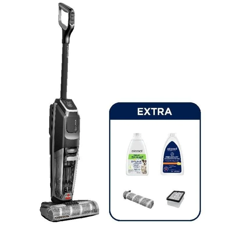 Detalle de Bissell CrossWave OmniForce Edge Pro 200 W: aspiradora vertical sin cable que aspira y friega en una pasada