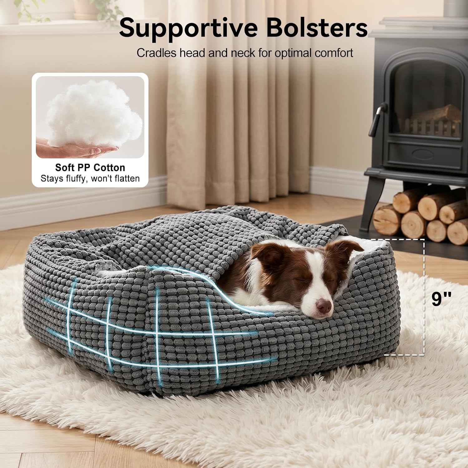 Detalle de GASUR Hooded Dog Bed, 35 Inches
