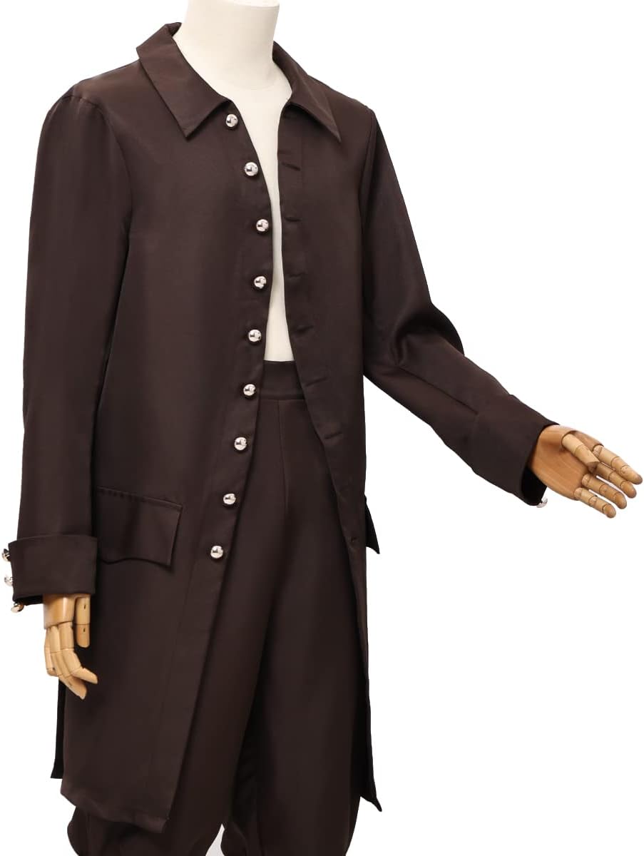 Detalle de BLESSUME Men's Colonial Coat (Pack of 1) – Vintage Costume Cloak for Pirate, Renaissance and More