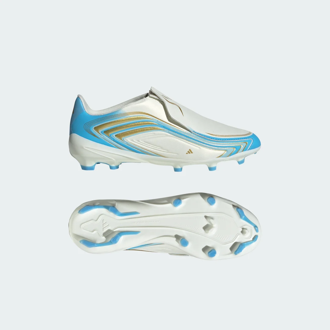 Detalle de Adidas Bota F50 Messi League sin cordones para césped natural seco – Beige