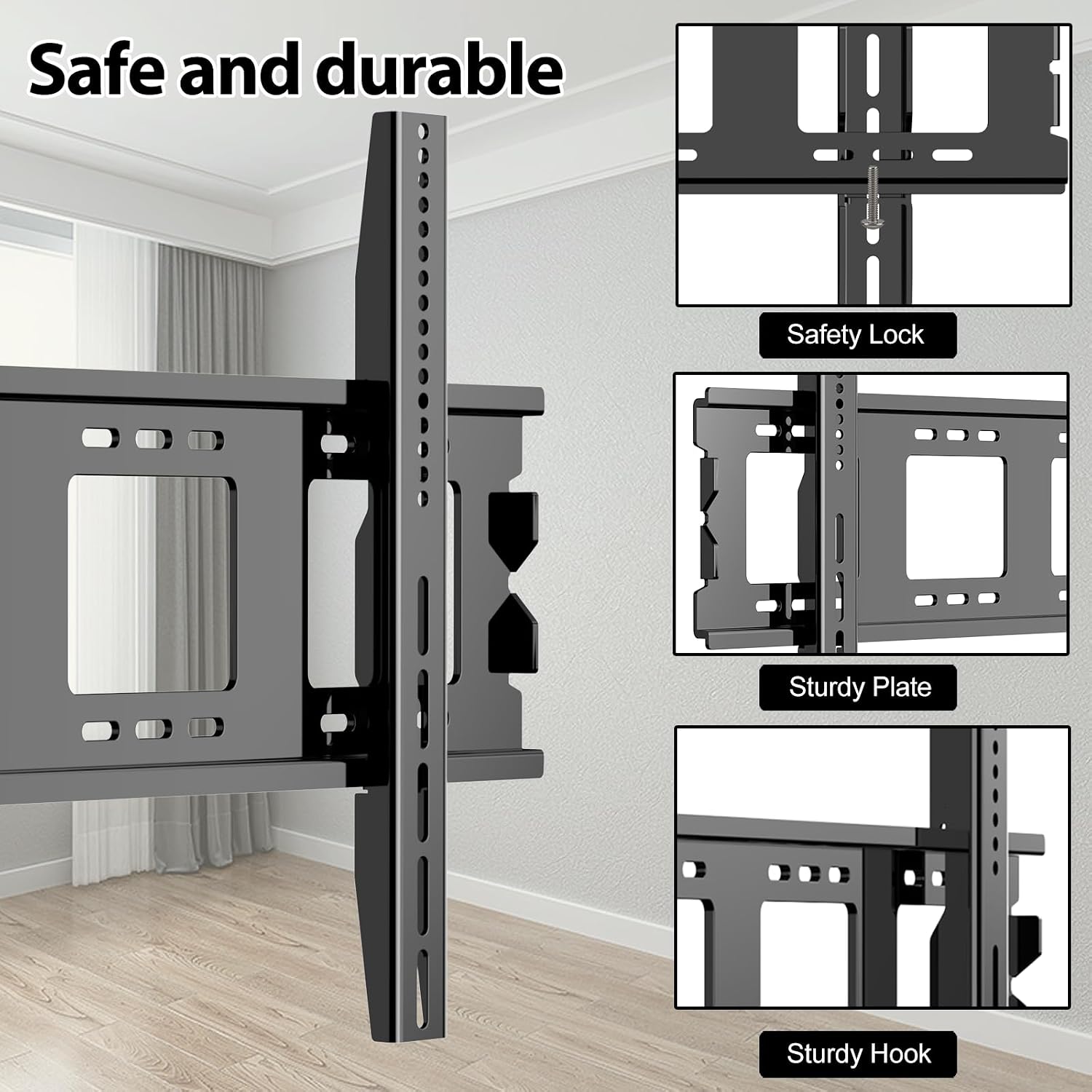 Detalle de JXMTSPW TV Wall Bracket Fixed for 50–120 inch TVs: Heavy-Duty, Ultra-Slim, VESA 900x600