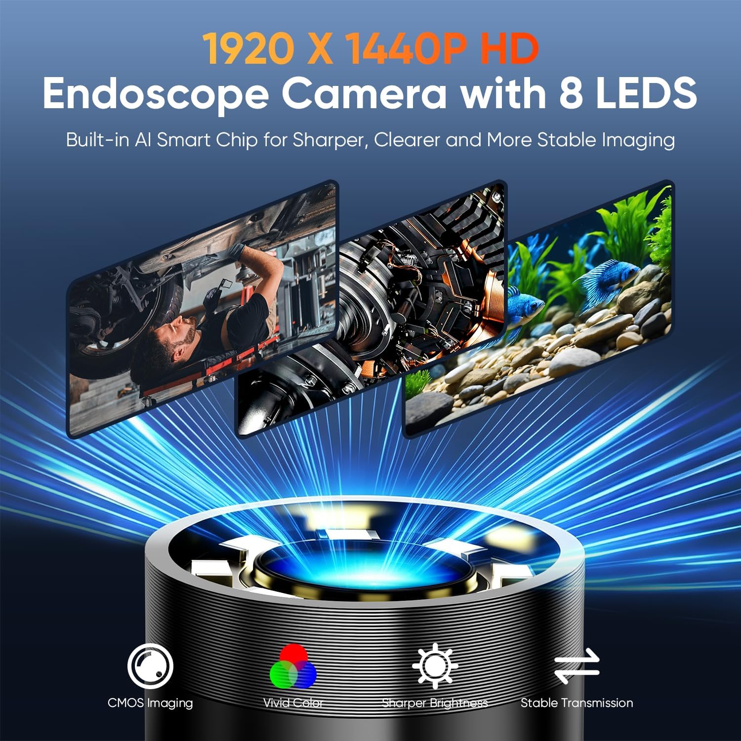 Detalle de Hopefox 1920P USB Endoscope Camera for Android (8 LED, 5m Semi-Rigid Cable, IP67)