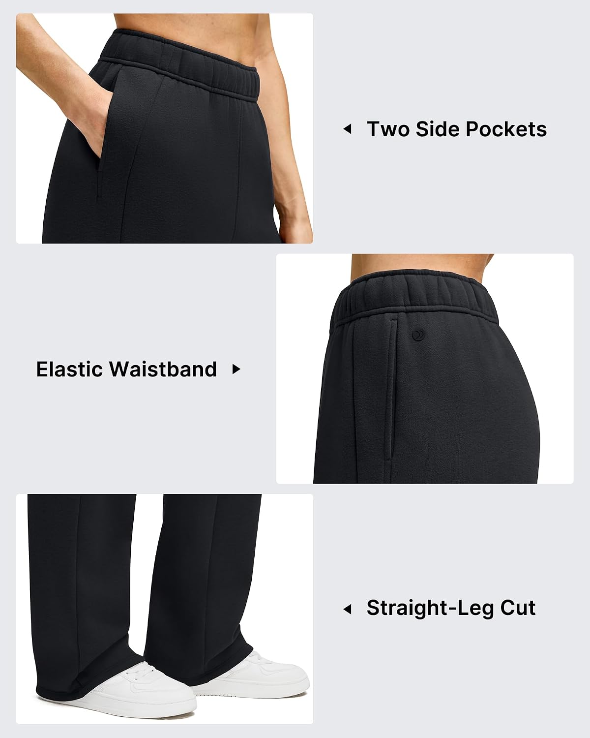 Detalle de G4Free Women's Fleece-Lined Straight-Leg Sweatpants, Cotton Blend, Pockets