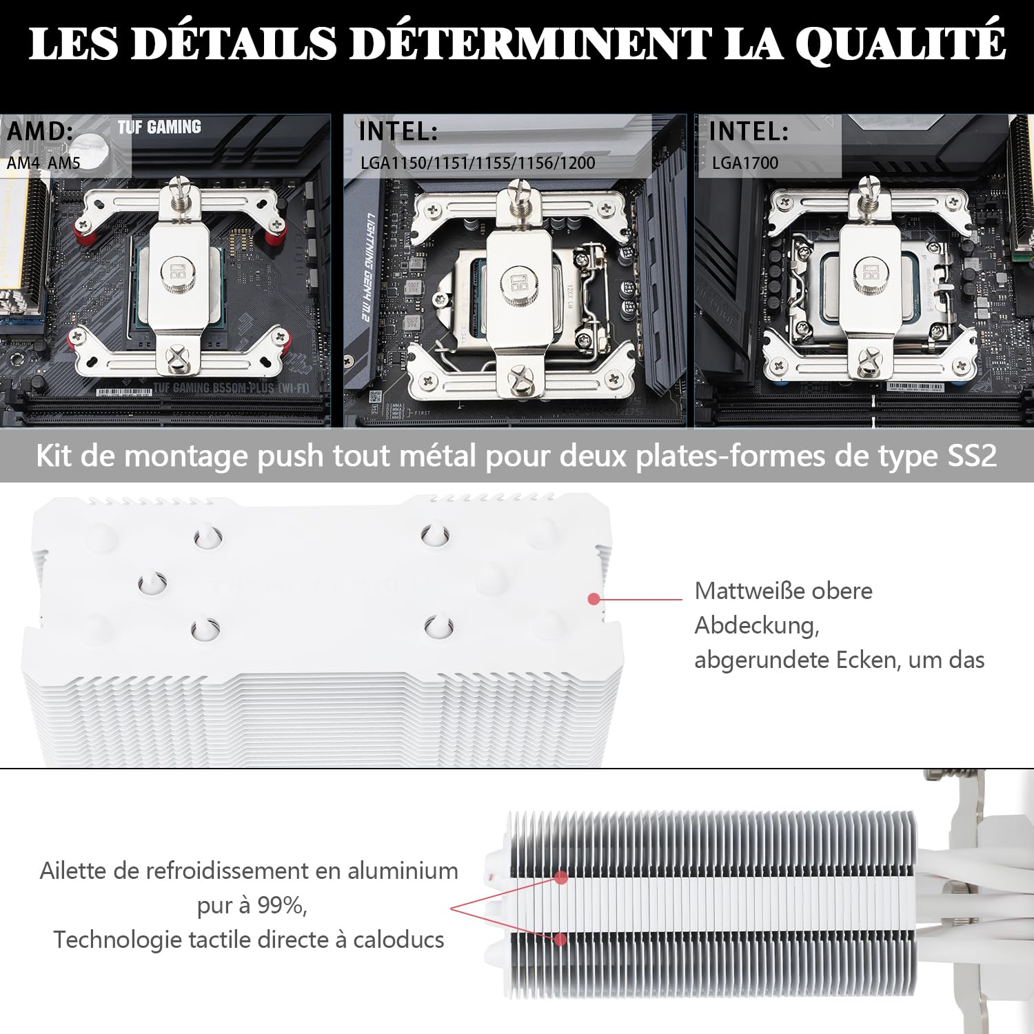 Thumbnail 5 de TR Assassin King 120 SE White ARGB CPU-Luftkühler (5 Heatpipes, PWM, TL-C12CW-S) für AMD AM4/AM5 & Intel 115x/1200/1700