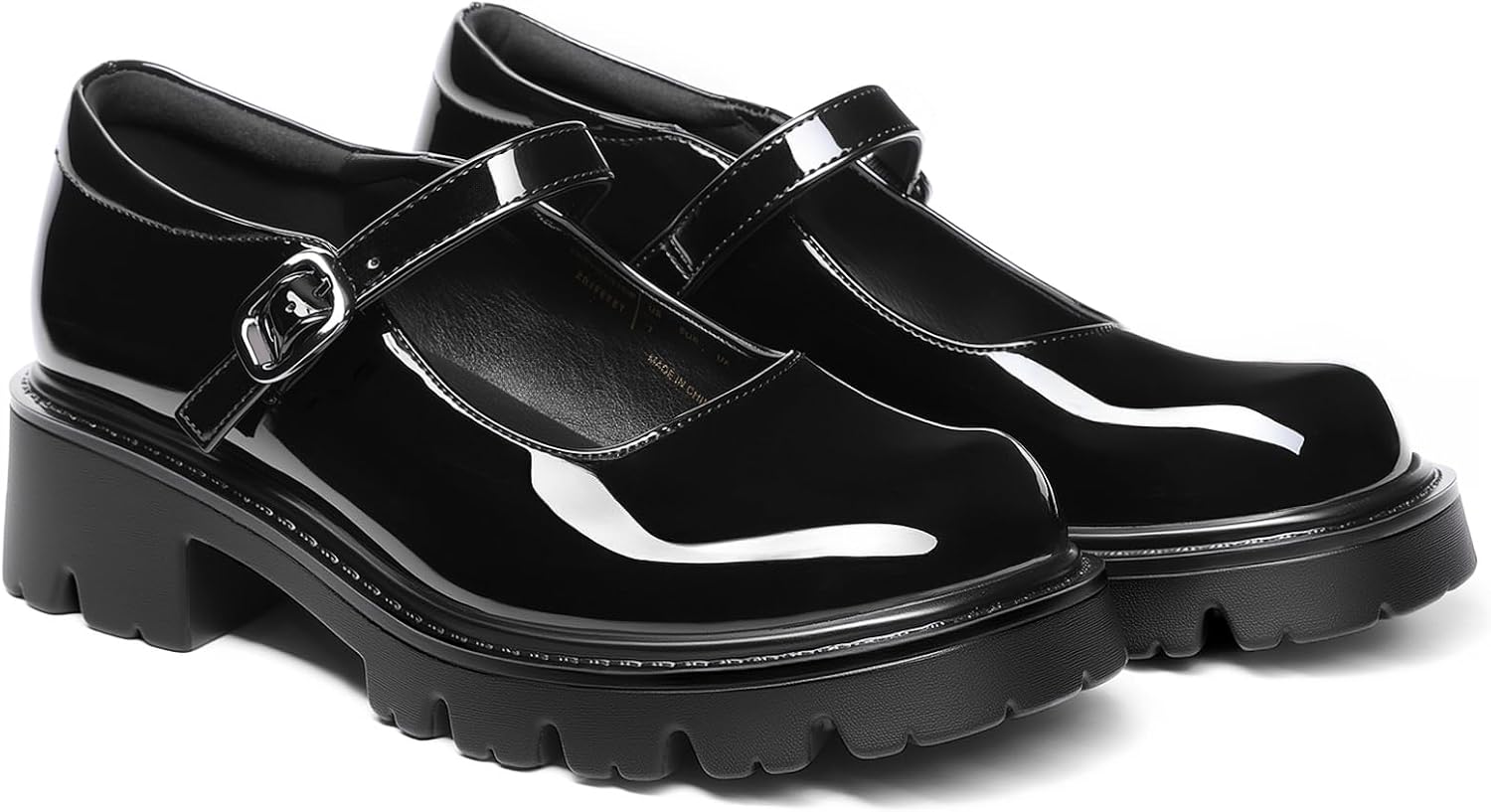 Detalle 1 de DREAM PAIRS Women's Mary Jane Platform Pumps with Rounded Toe and Buckle Strap