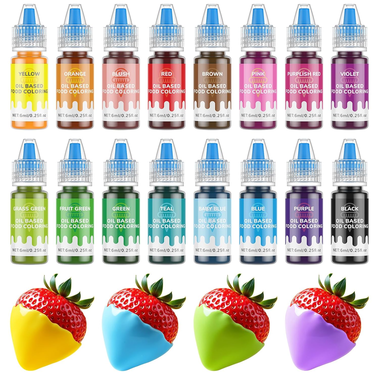 Detalle de Wayin Oil-Based Food Coloring Set for Chocolate, 16 Colors, 0.25 fl oz