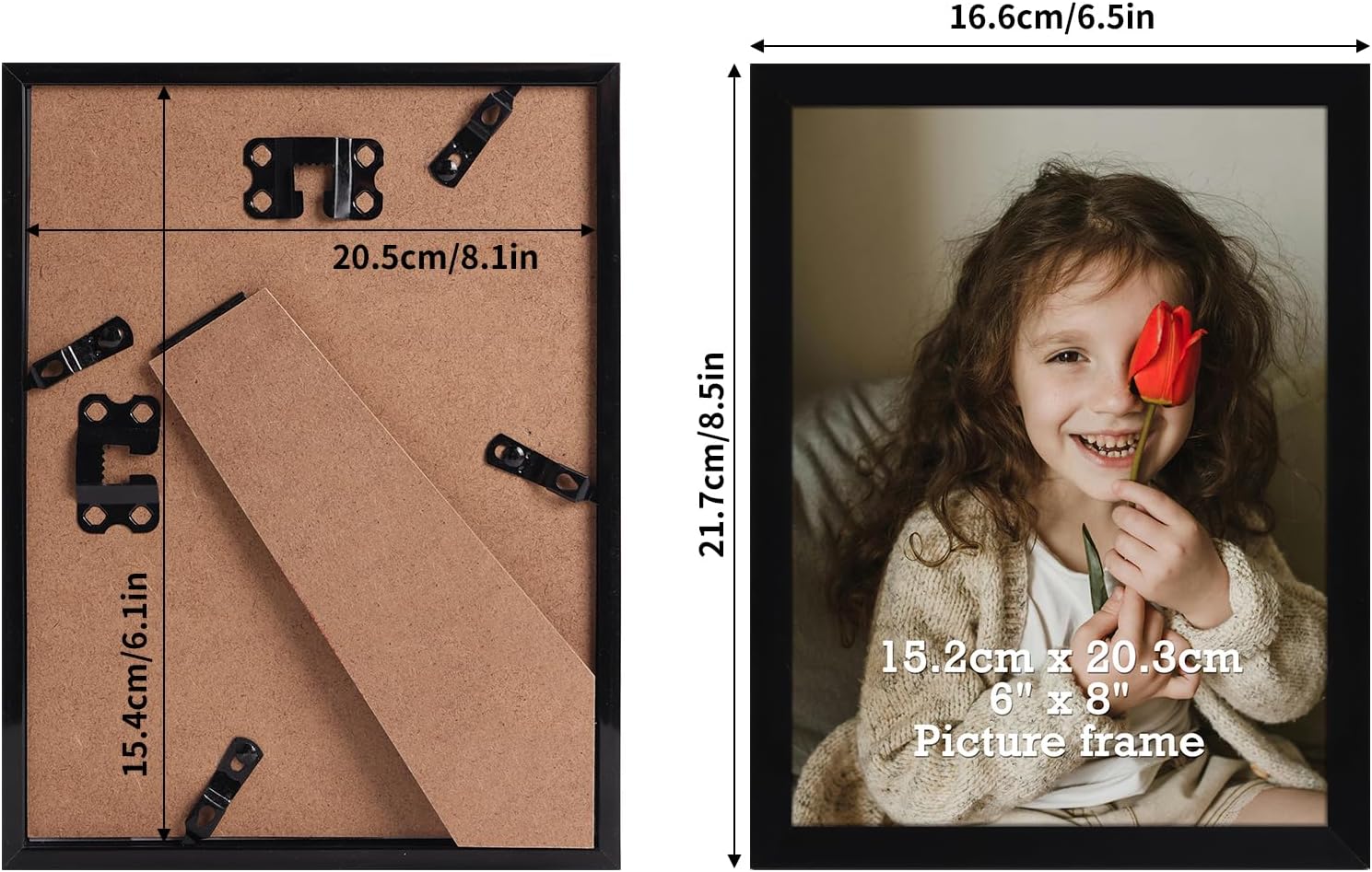 Detalle de Vasemouh Bilderrahmen 15x20 cm – Schwarzer Fotorahmen für Tisch- und Wandmontage