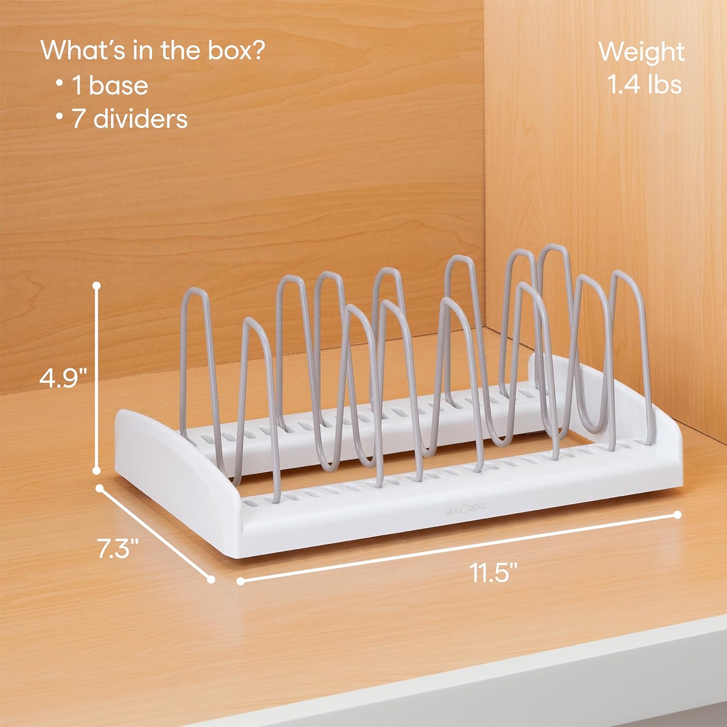 Detalle 2 de YouCopia StoreMore Adjustable Pot Lid Organizer 1 🥘