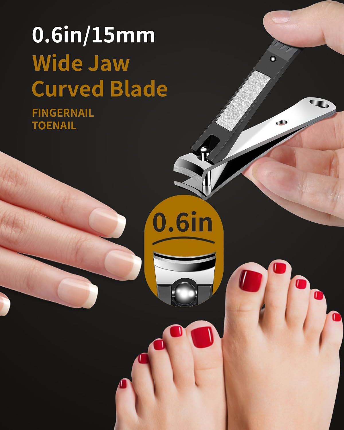 Thumbnail 2 de EBEWANLI Large Nail Clippers: 15mm Ultra Wide Jaw with Built‑in Nail File