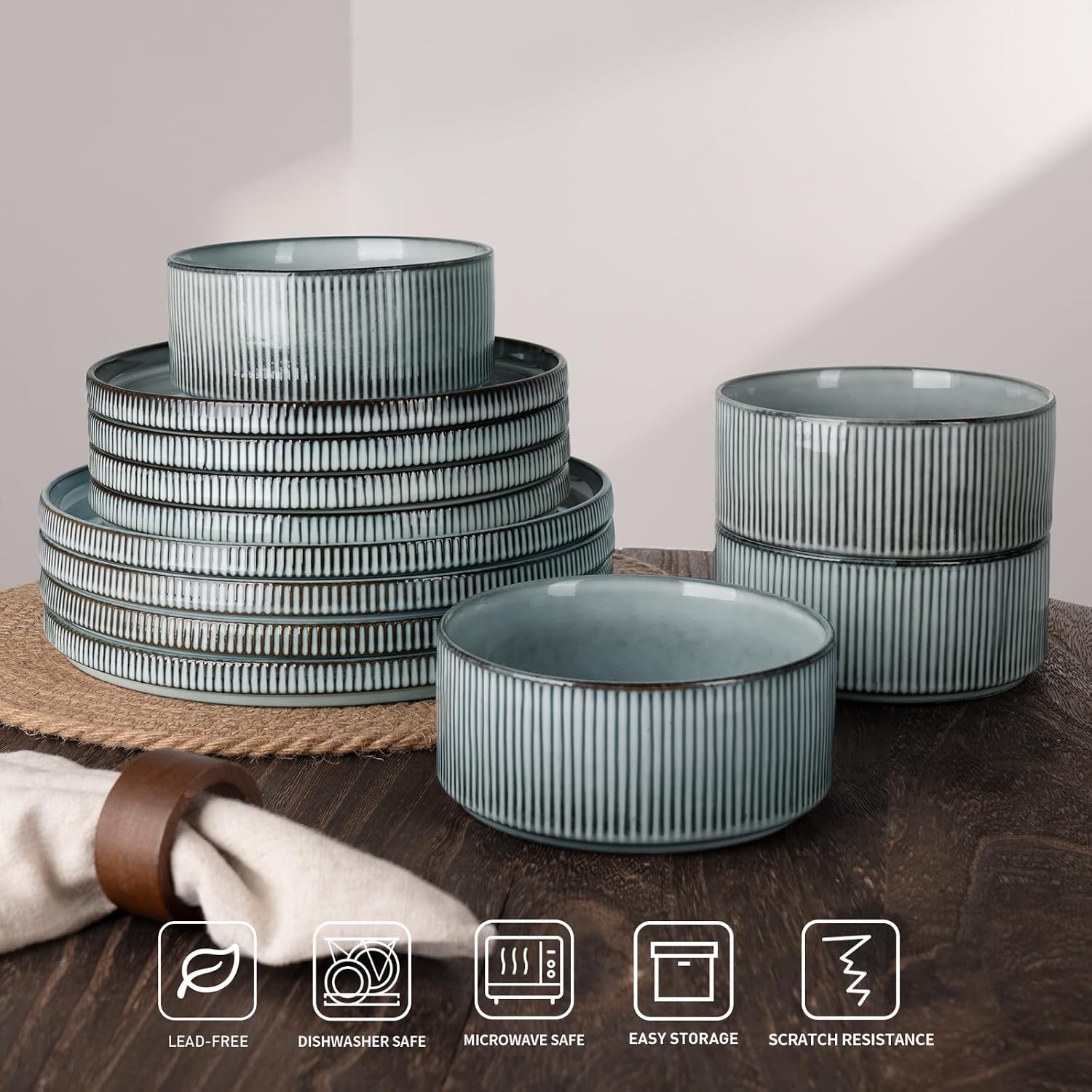 Detalle 2 de famiware Star 12‑Piece Dinnerware Set 23 oz 🍽