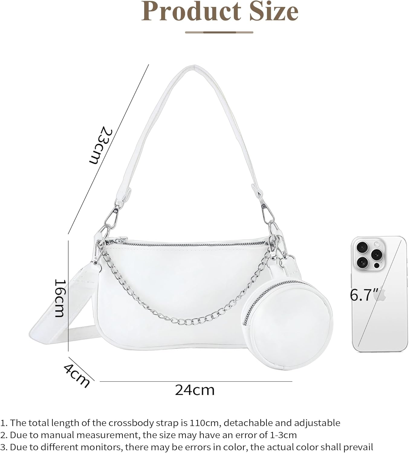 Thumbnail 3 de Borsa da donna Mabecol con tracolla regolabile nera, elegante mini-borsetta per ufficio e serate