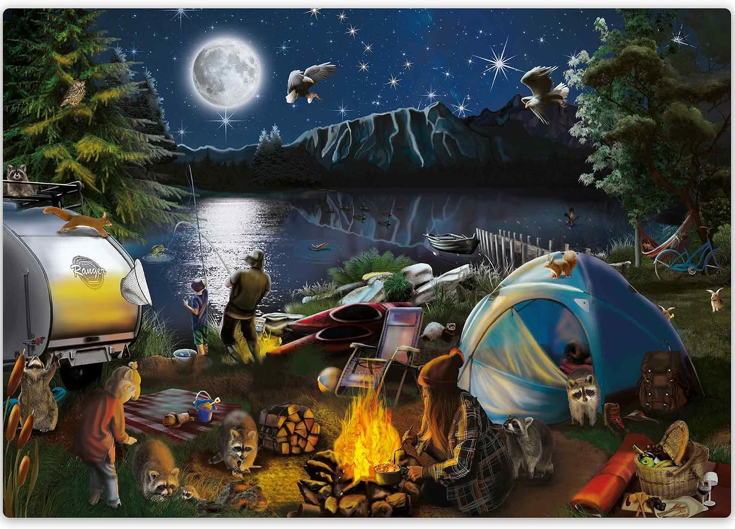 Detalle de QUOKKA Puzzle für Erwachsene – 500-Teiliges Lagerfeuer-Original-Collage mit FSC-zertifiziertem Karton