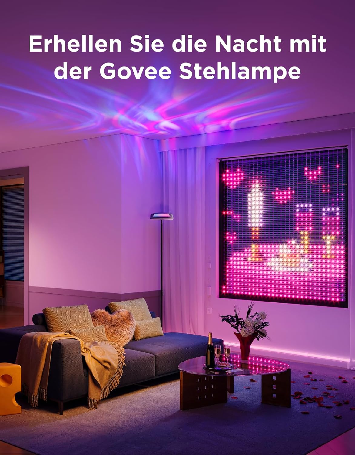 Thumbnail 1 de Govee Stehlampe Wohnzimmer Deckenfluter Wellenbeleuchtung RGBICWW mit 3-Zonen, Matter & Alexa
