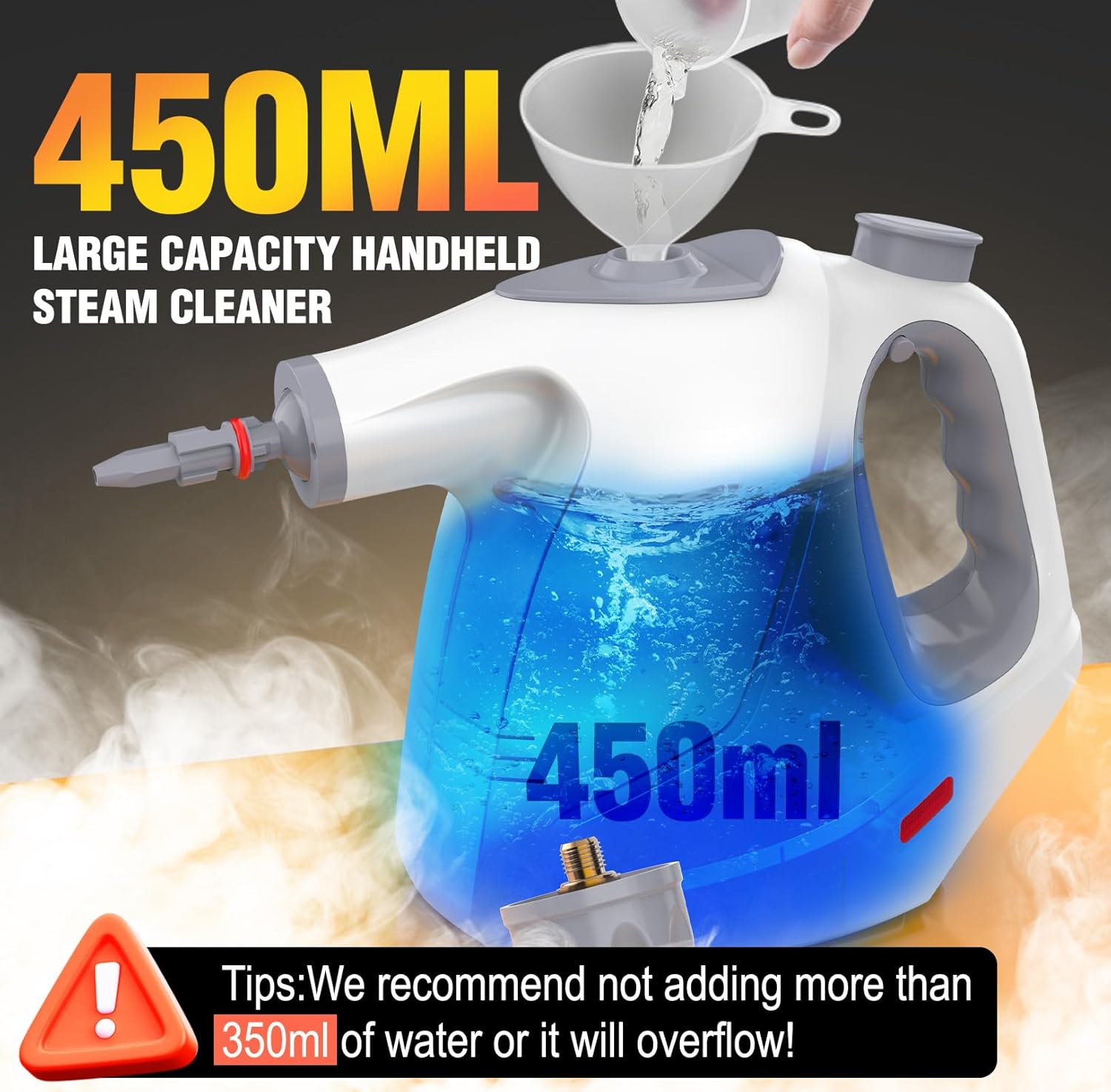Thumbnail 2 de QumKal Handheld Steam Cleaner (450ml) with 11 Accessories, 900-1050W portable high-pressure steam