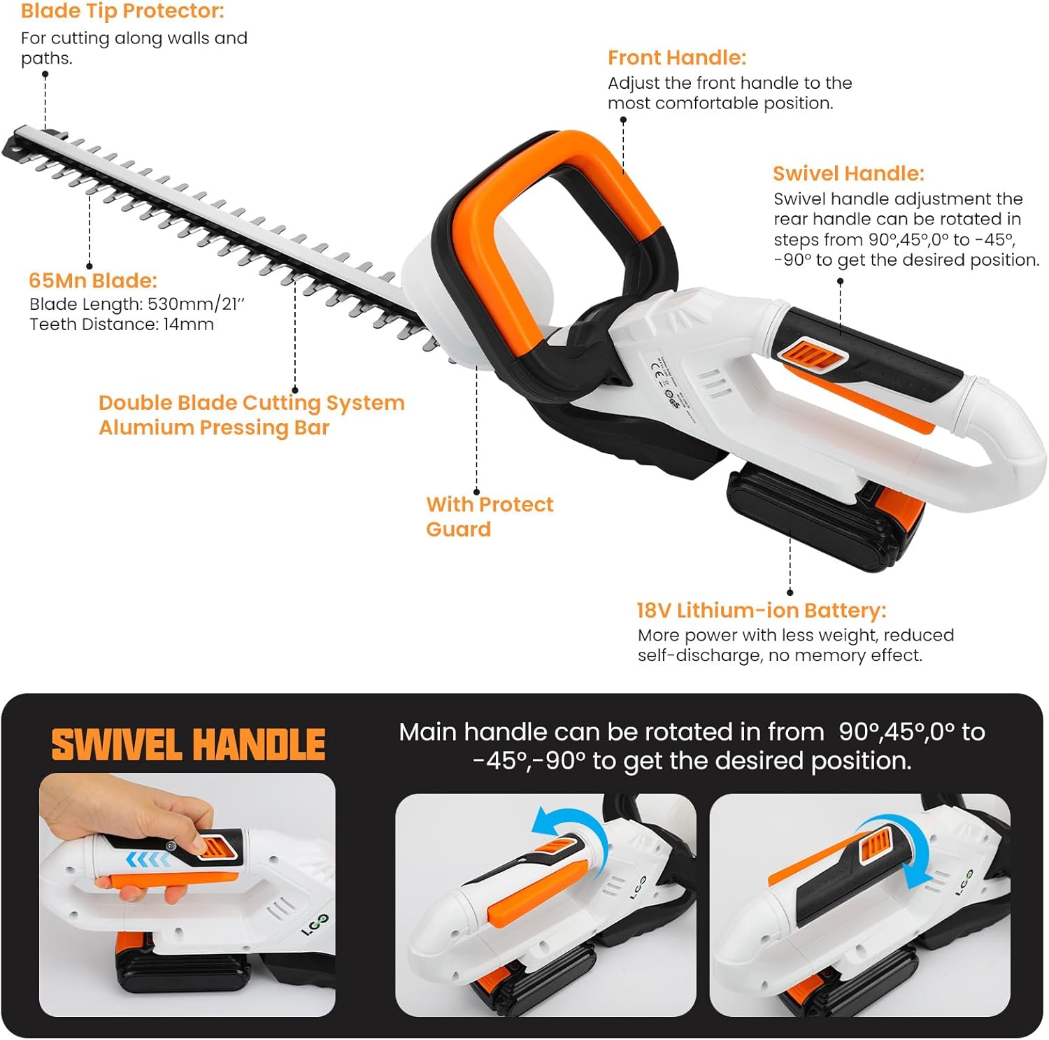Detalle 2 de LIGO 20V Cordless Hedge Trimmer 21"