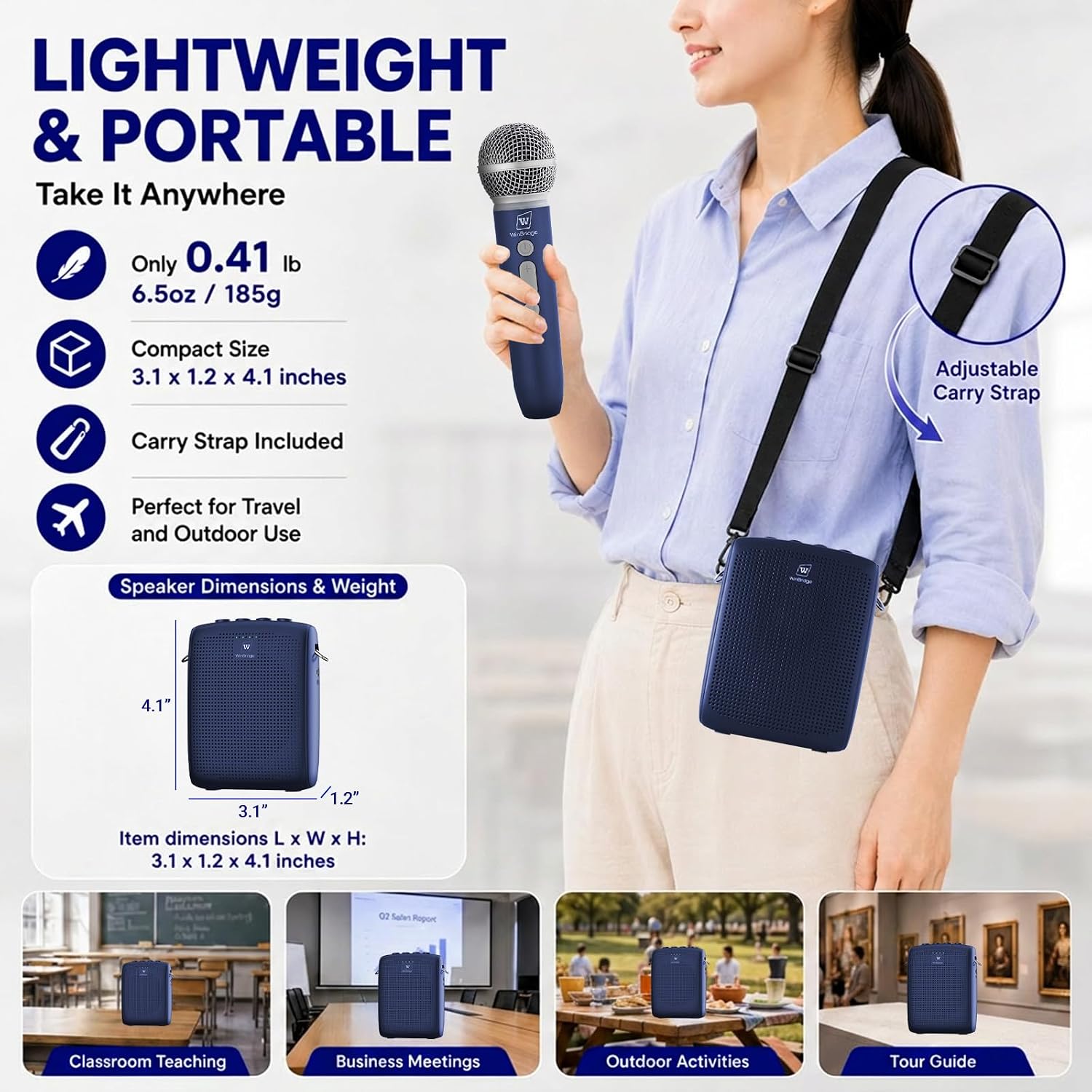 Thumbnail 6 de WinBridge WB009_Blue Voice Amplifier with Wireless Mic, 15W, Blue