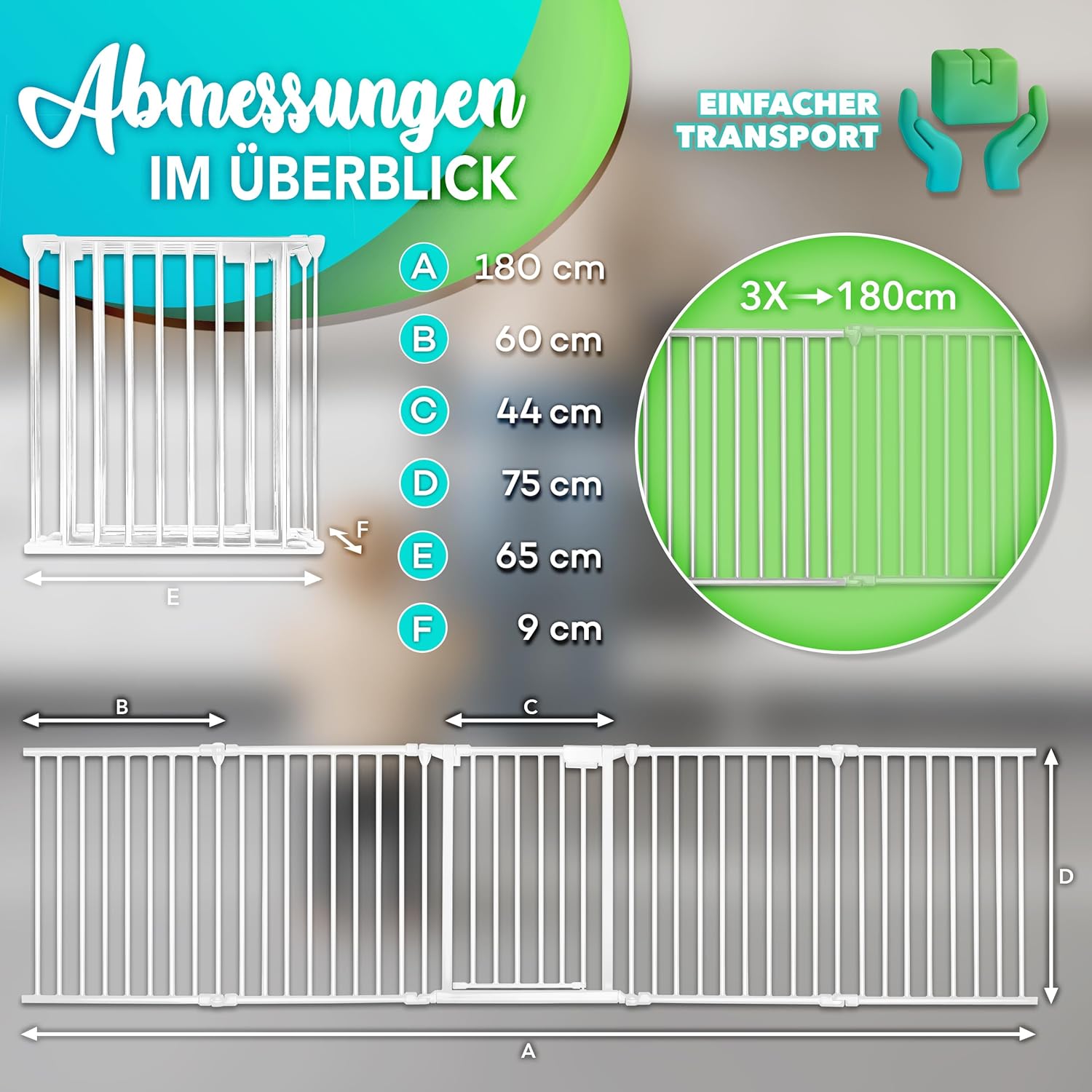 Thumbnail 1 de KIDUKU Kaminschutzgitter mit Tür Metall 180 cm – Konfigurationsgitter inkl. 3 Elementen (Weiß)