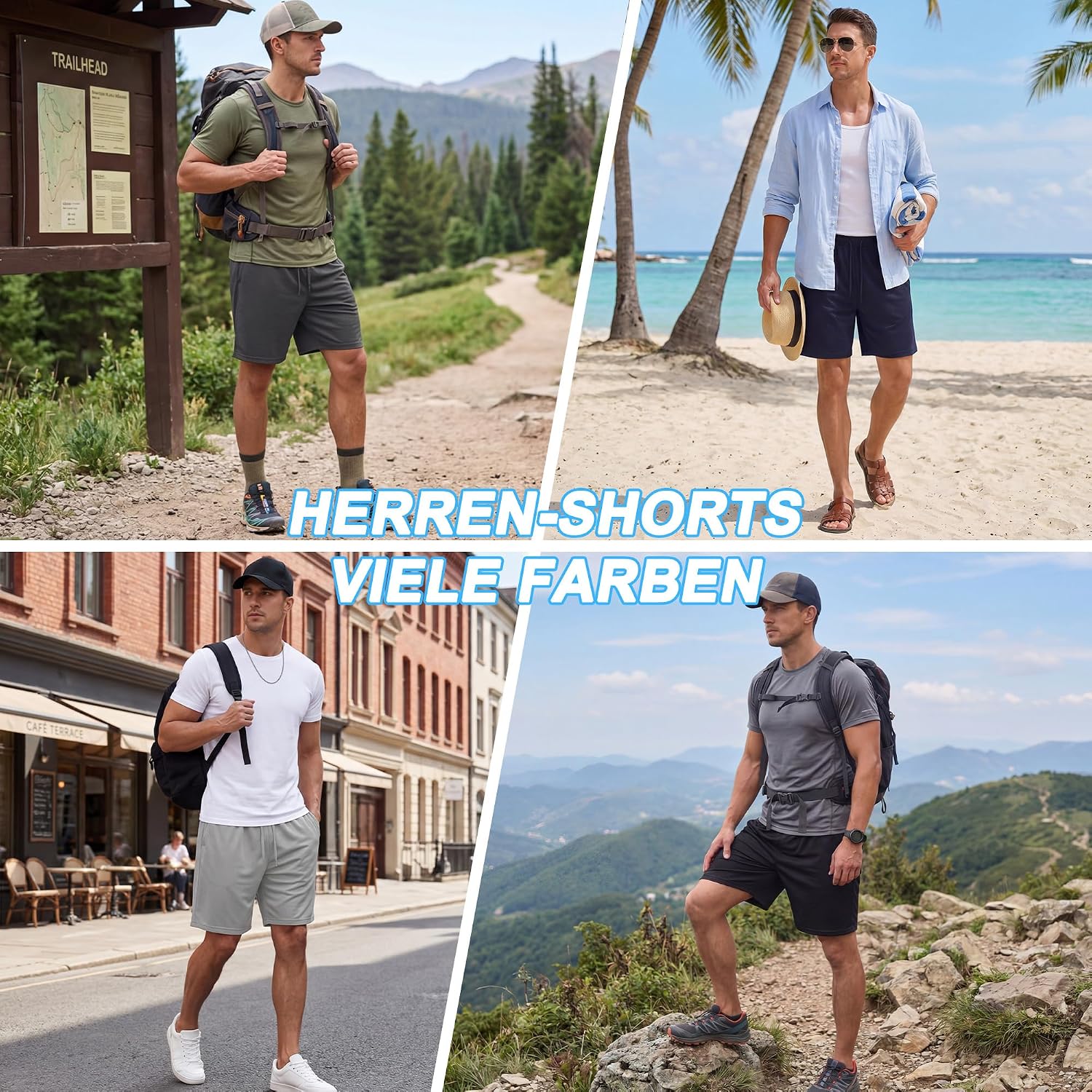 Detalle 1 de AMIYOYO Sporthose Herren Kurz – schnelltrocknend, leicht & flexibel mit Taschen