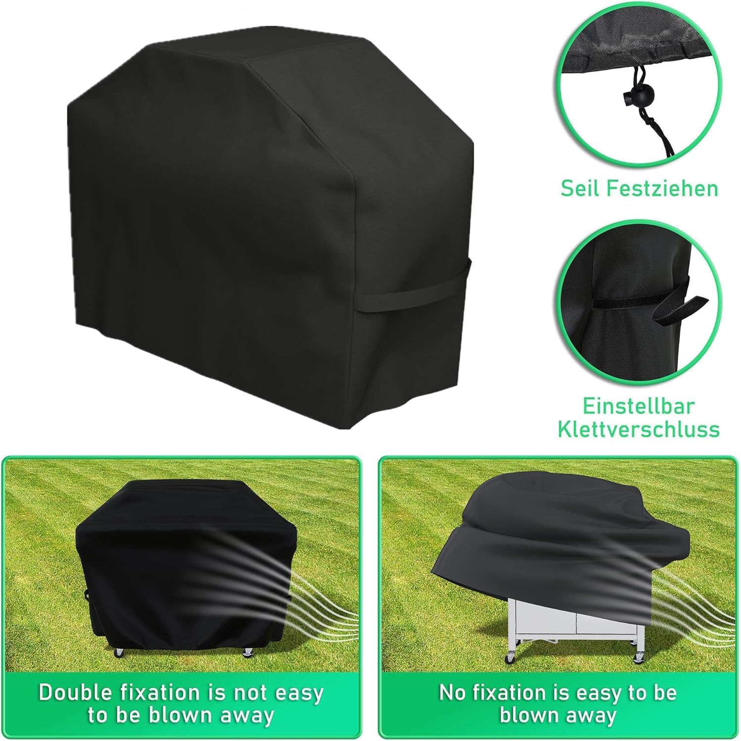 Thumbnail 3 de BBQ Cover for Large Barbecues (145x61x117 cm) – Waterproof Oxford Fabric, Windproof & Storage Bag Included
