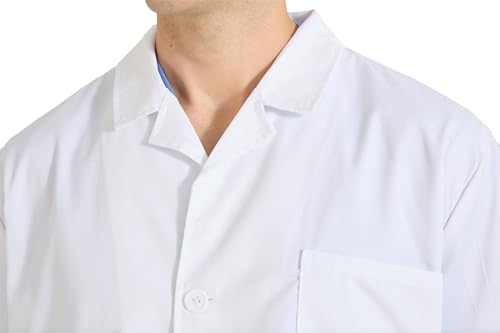 Detalle de MISEMIYA Camice da Laboratorio Unisex Bianco a Maniche Lunghe, 3 Tasche e Chiusura con Bottoni, 65% Poliestere + 35% Cotone, CZ-8167, M