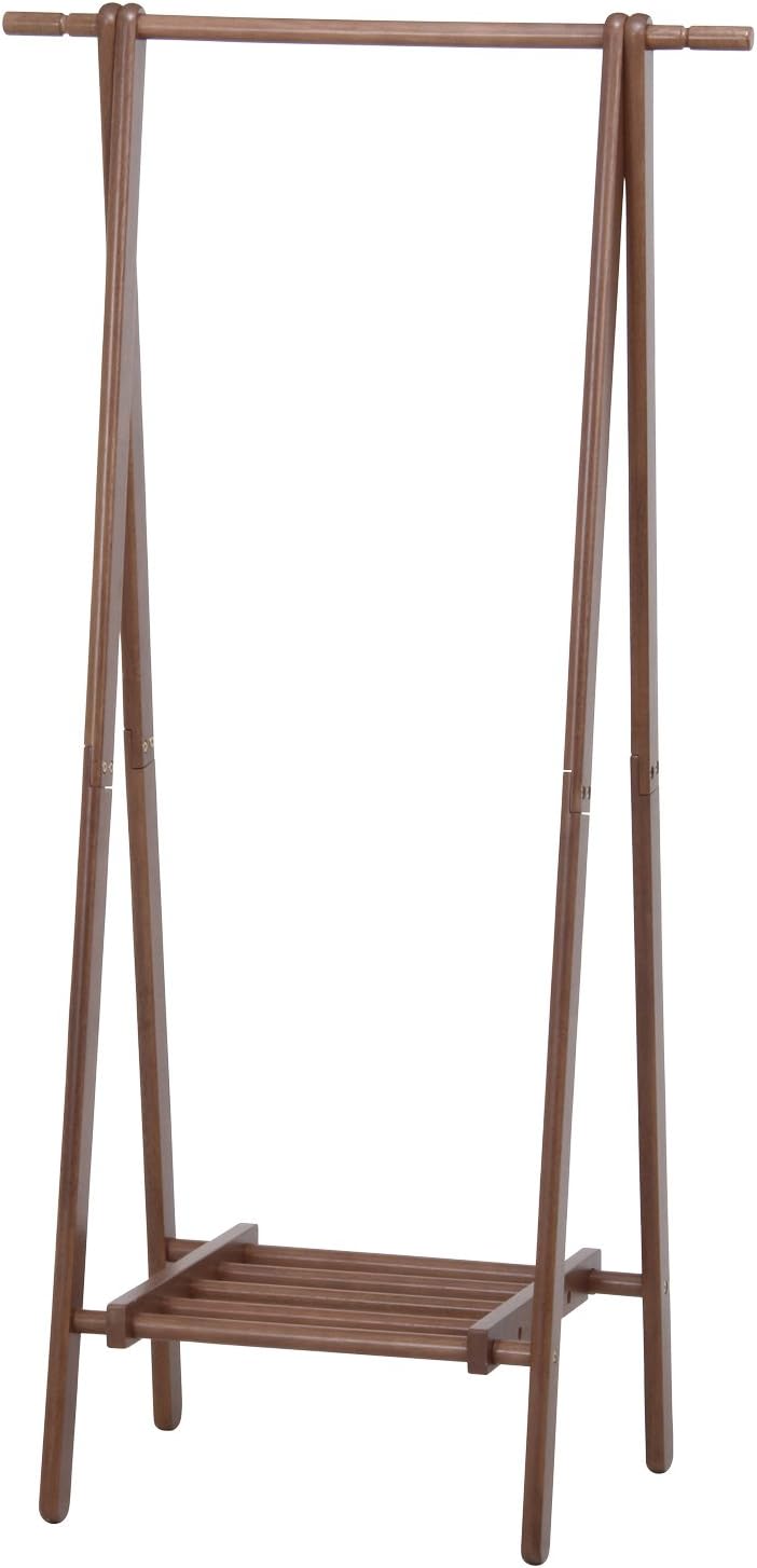 Detalle de 不二貿易 14102 木製コートハンガー 幅75×奥行45×高さ147.8cm 棚付き・折りたたみ式